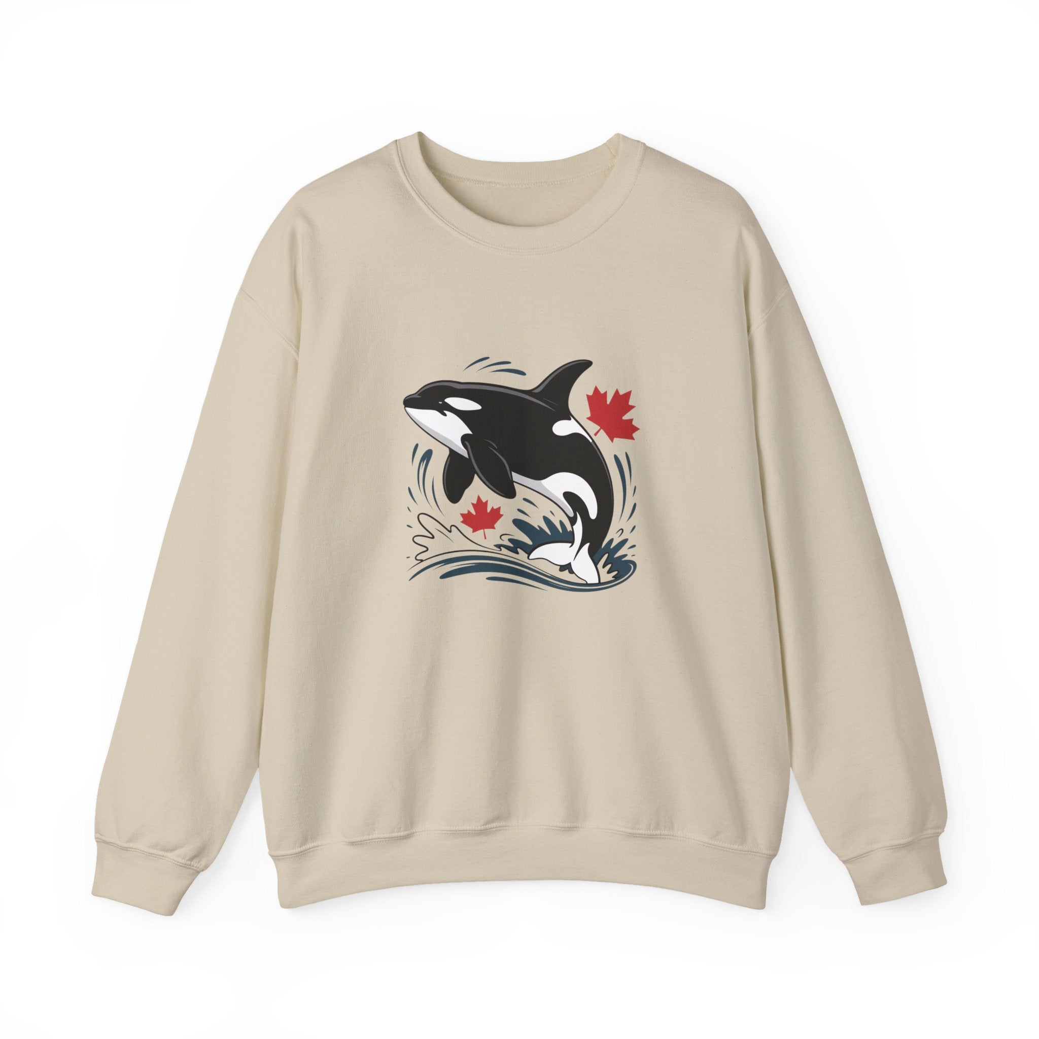 Orca Splash Crewneck Sweatshirt — Canadian Maple Leaf Whale Graphic