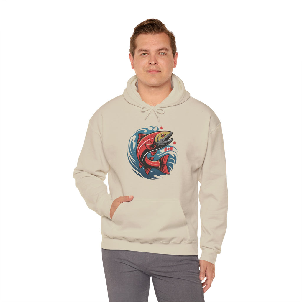 Salmon Wave Hoodie — Retro Fishing Graphic Pullover