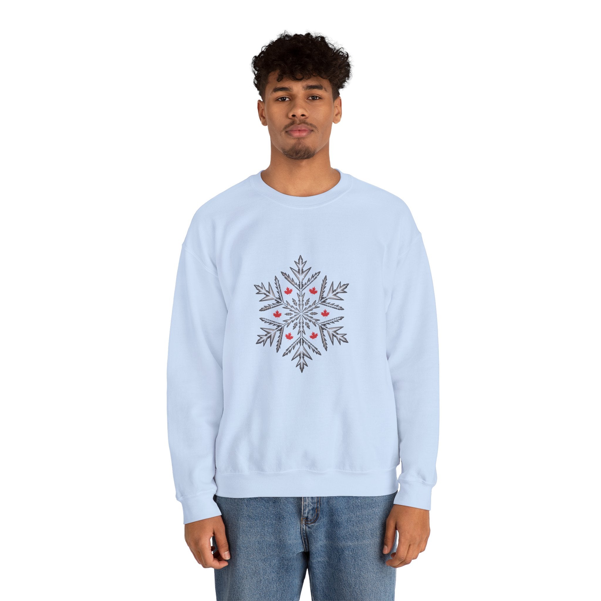 Minimal Snowflake Design with Red Berry Accents - Sweatshirt