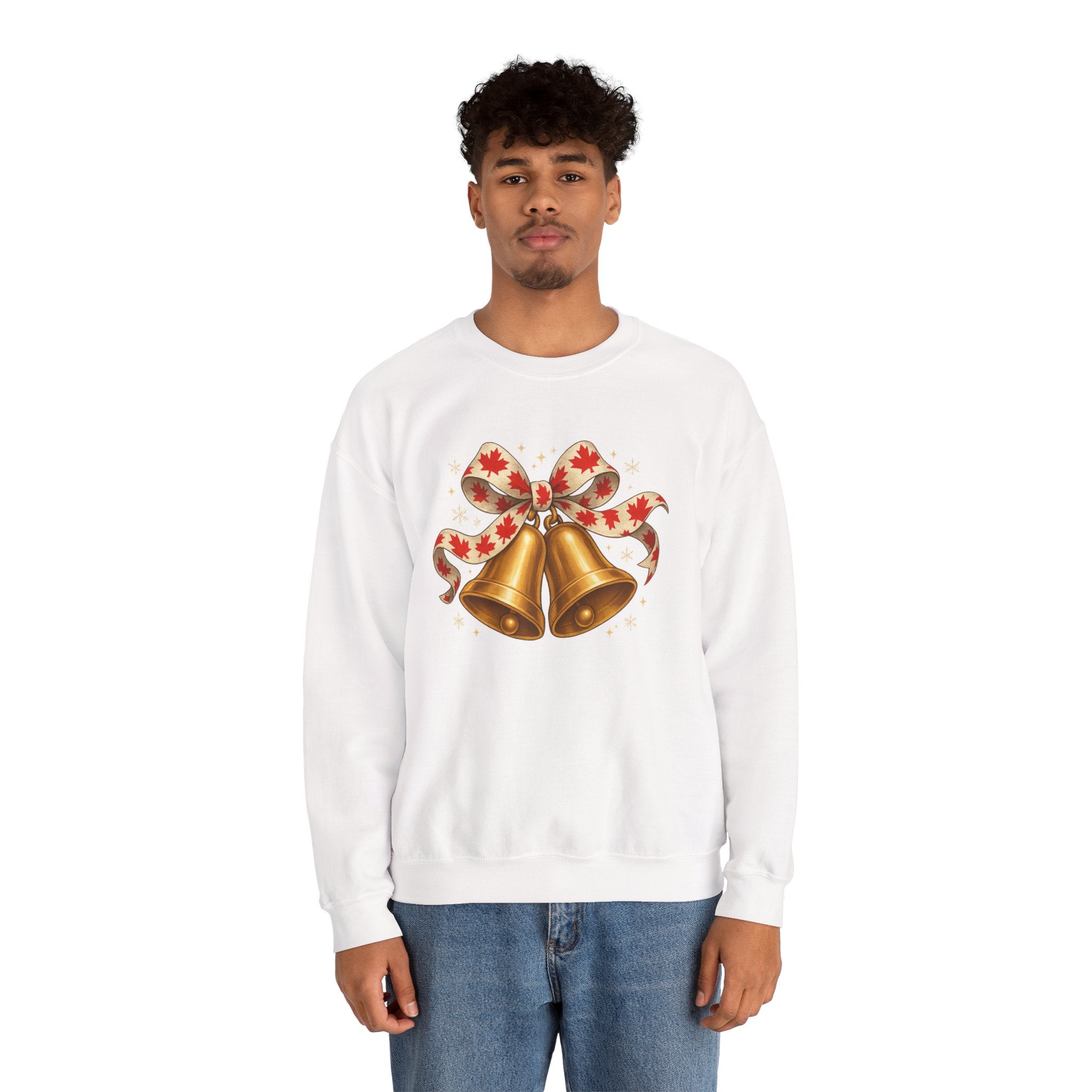 Christmas Bells Sweatshirt — Festive Maple Ribbon Holiday Crewneck