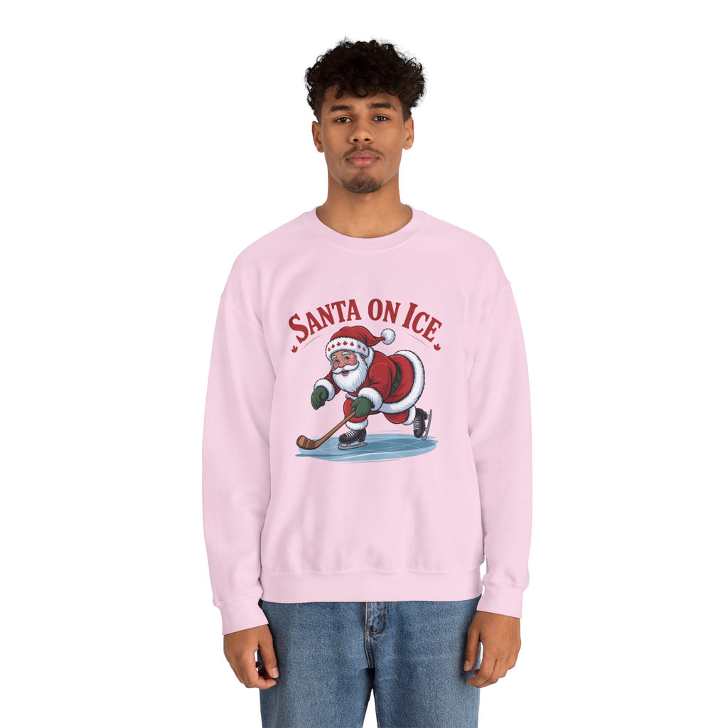 Santa on Ice Sweatshirt — Funny Hockey Santa Christmas Crewneck