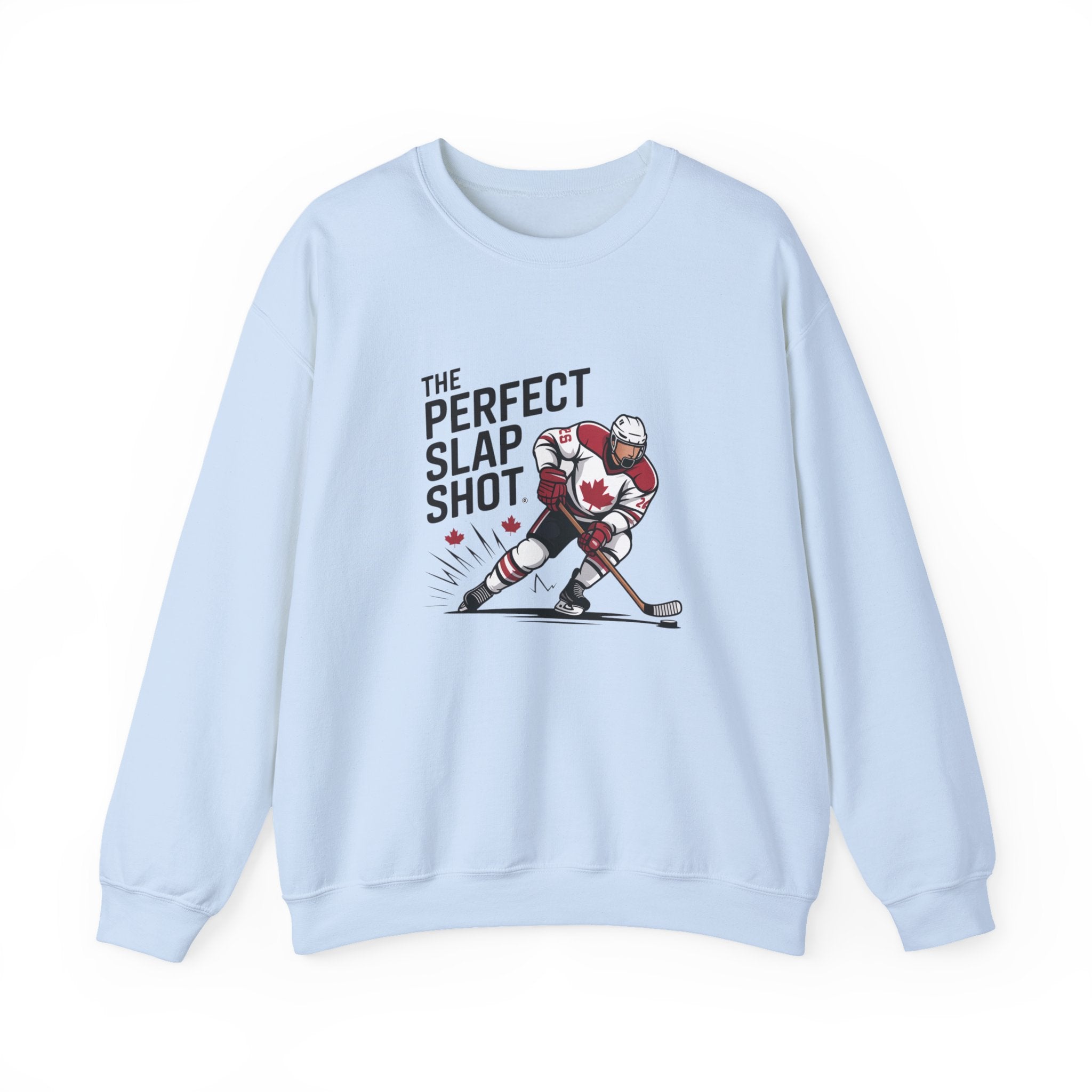 Hockey Slap Shot Sweatshirt — "The Perfect Slap Shot" Crewneck for Players & Fans