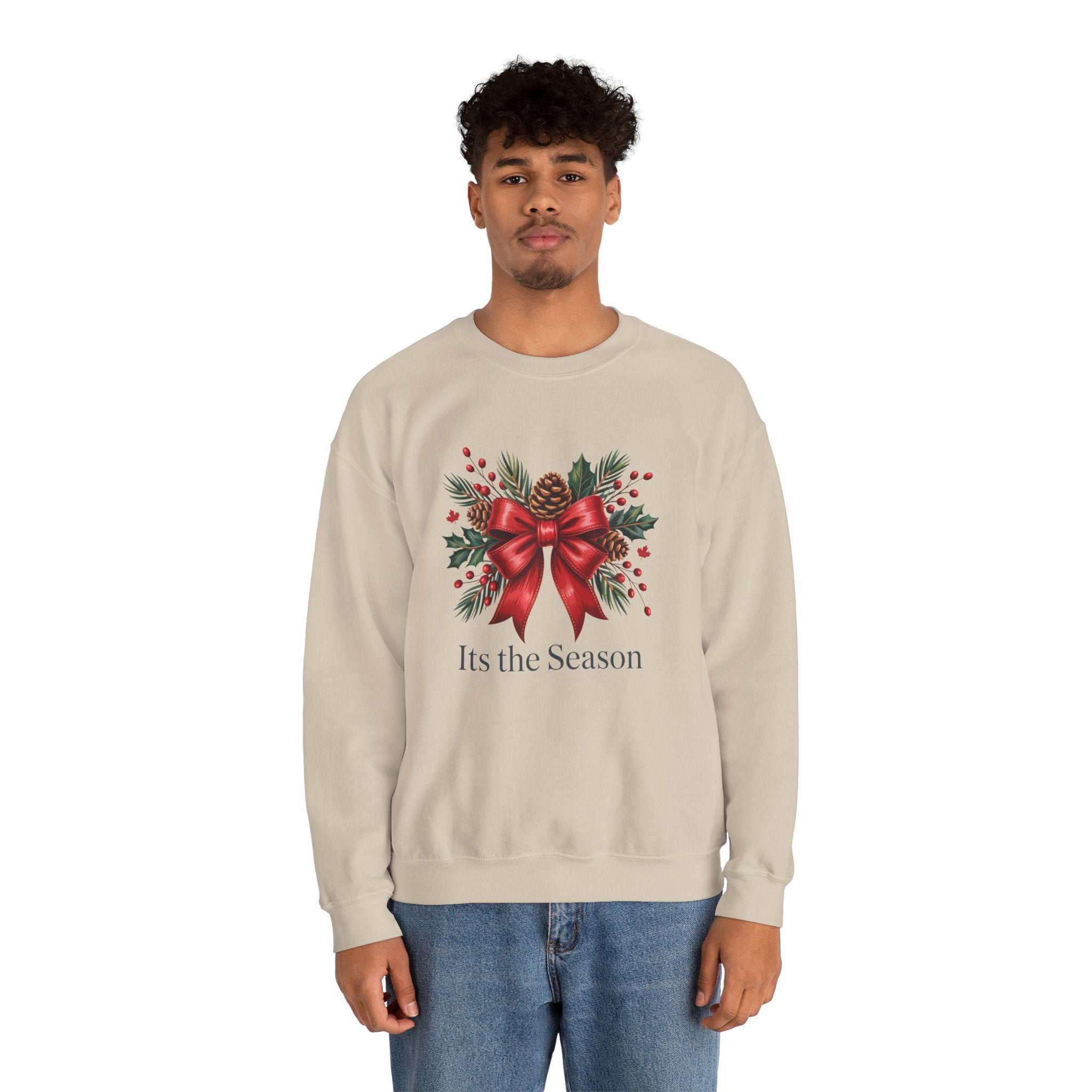 Holiday Bow Sweatshirt — "It's the Season" Christmas Crewneck
