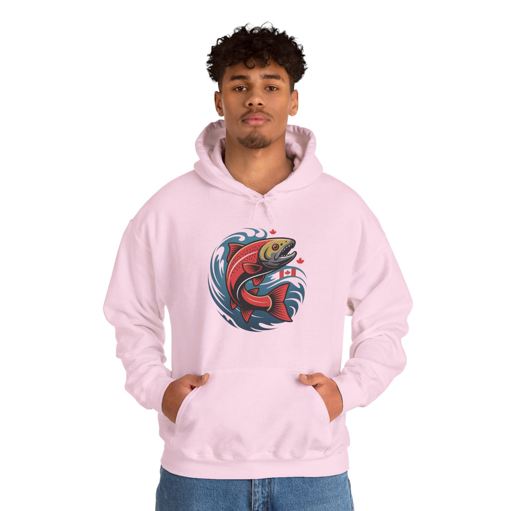 Salmon Wave Hoodie — Retro Fishing Graphic Pullover
