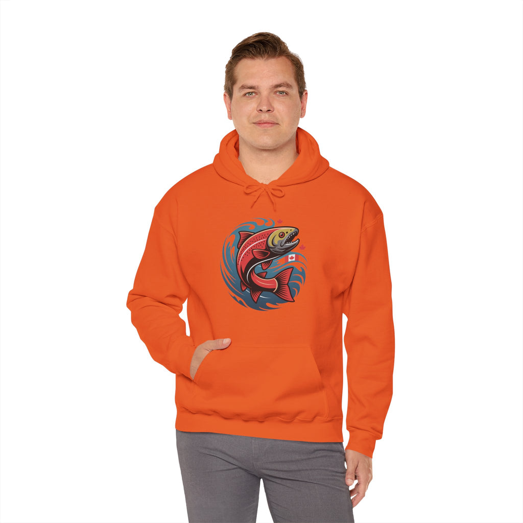 Salmon Wave Hoodie — Retro Fishing Graphic Pullover