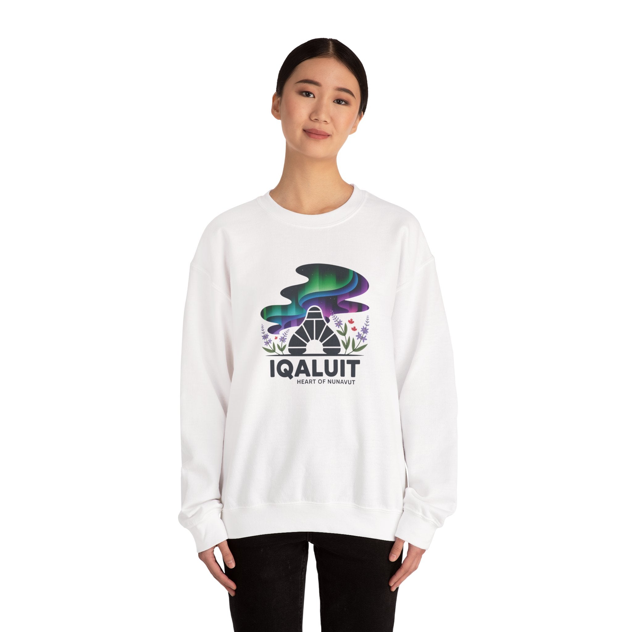 Iqaluit Northern Lights Sweatshirt – Heart of Nunavut Souvenir Crewneck