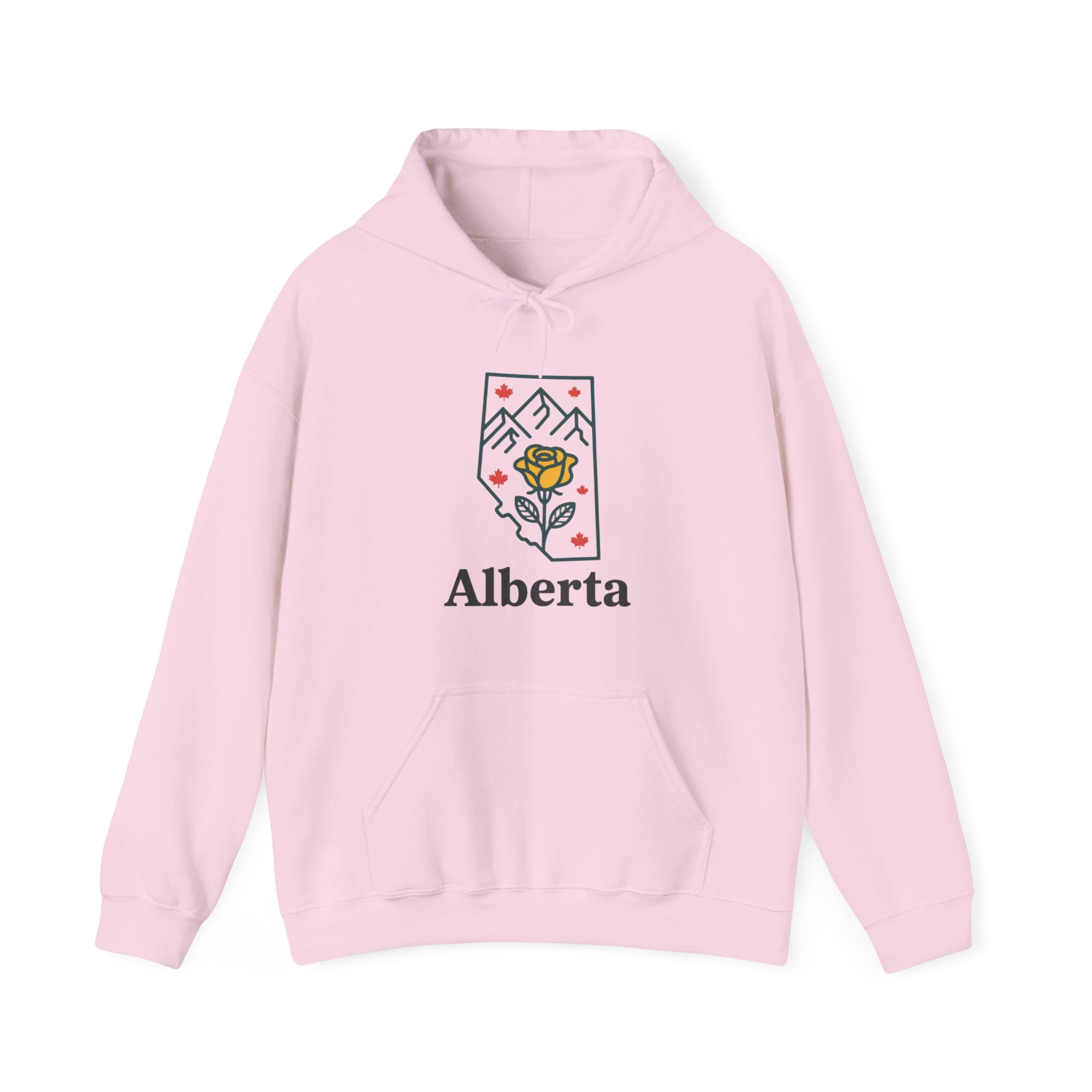 Alberta Wild Rose Hoodie — Minimal Mountain & Floral Graphic