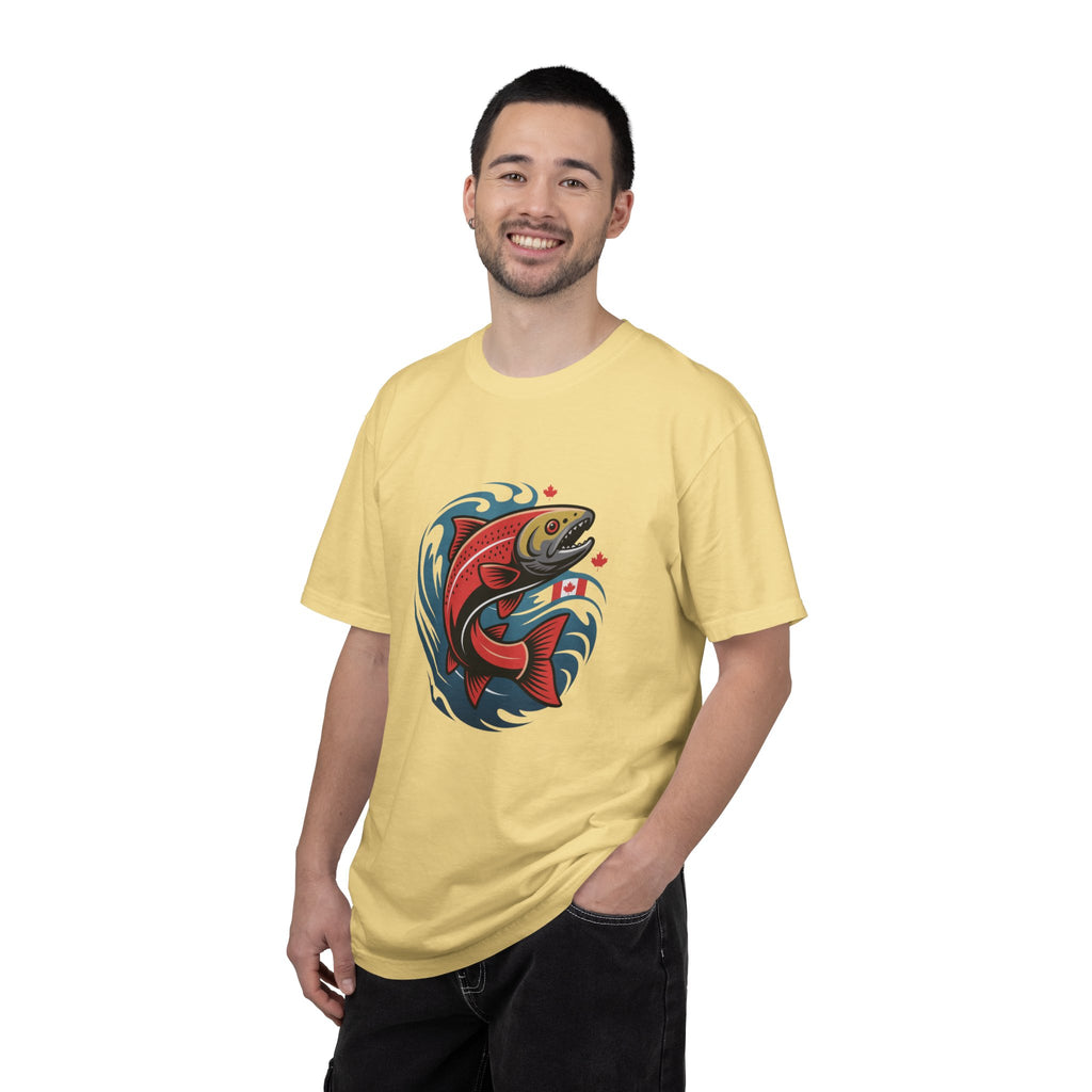 Salmon Wave T‑Shirt — Retro Fishing Graphic Tee