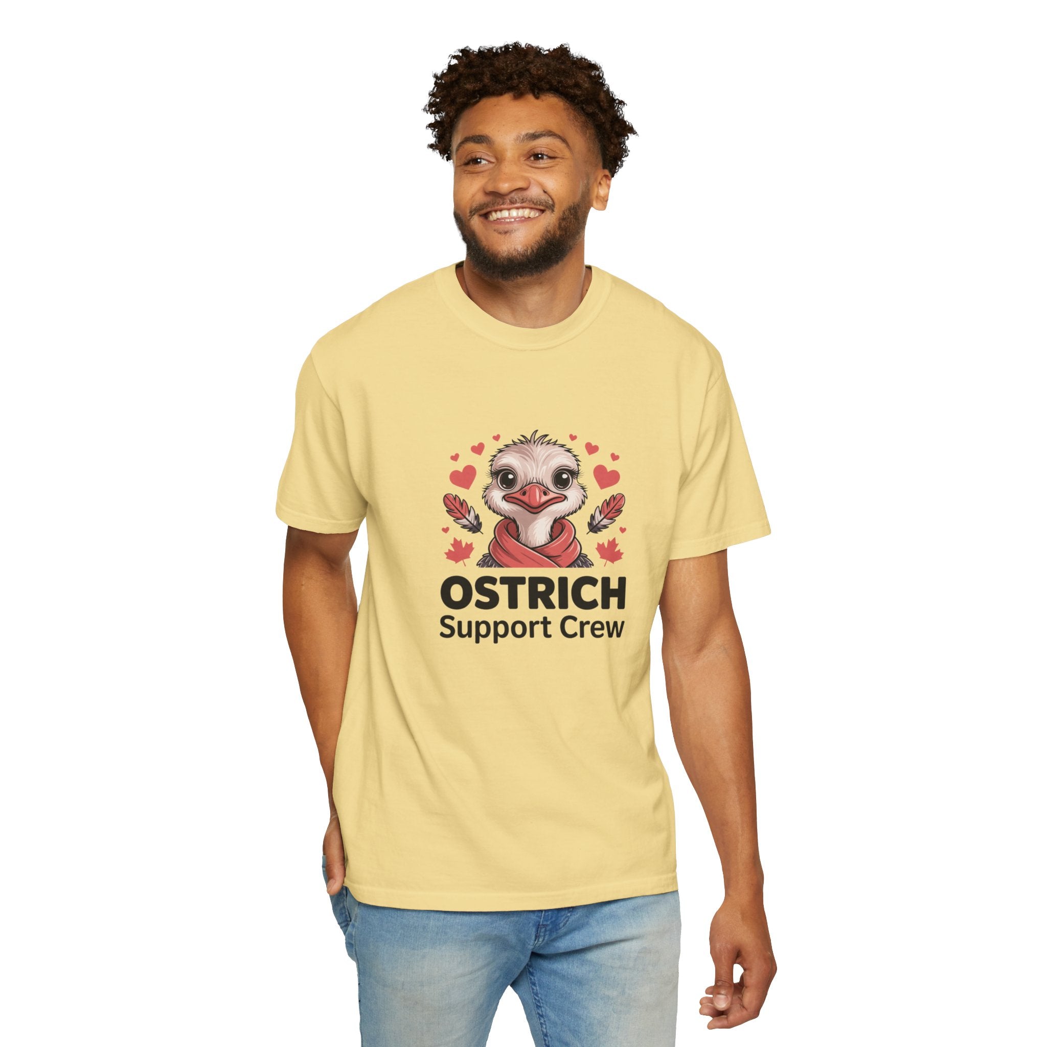 Ostrich Support Crew T-Shirt — Cute Ostrich Valentine Tee
