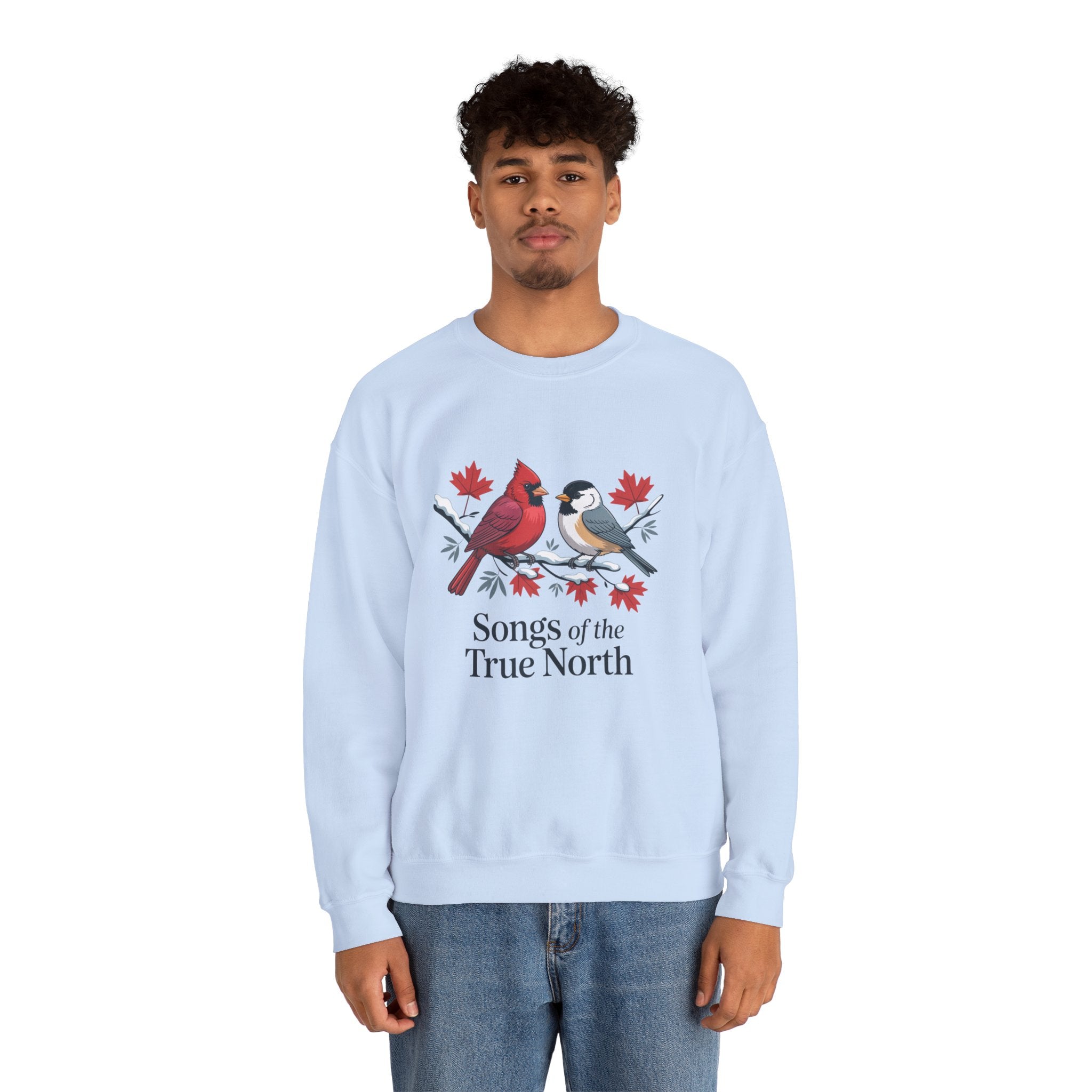 "Songs of the True North" Cardinal & Chickadee Canadian Crewneck Sweatshirt