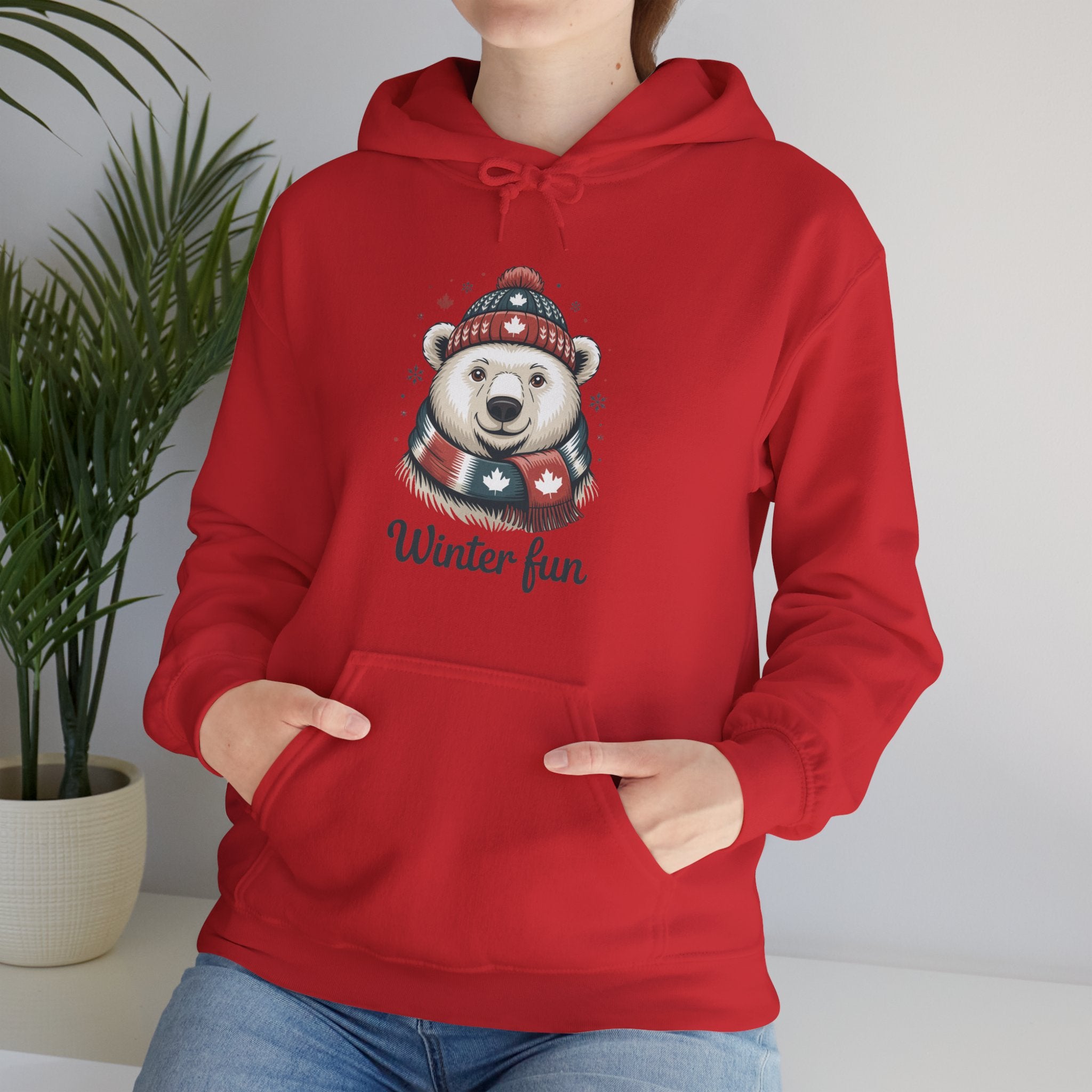 Winter Fun Polar Bear Hoodie - Cute Holiday Snowy Animal Sweatshirt