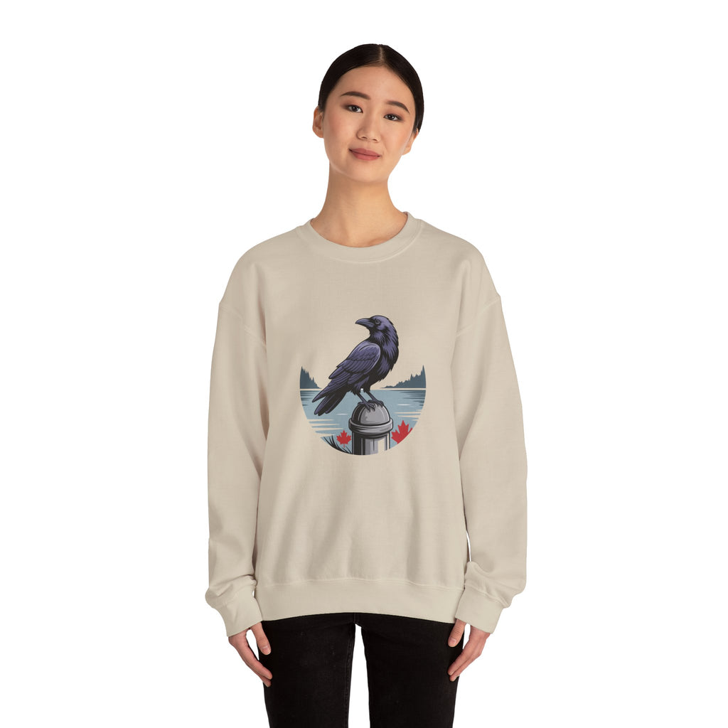 Raven by the Lake Crewneck Sweatshirt — Scenic Nature Graphic