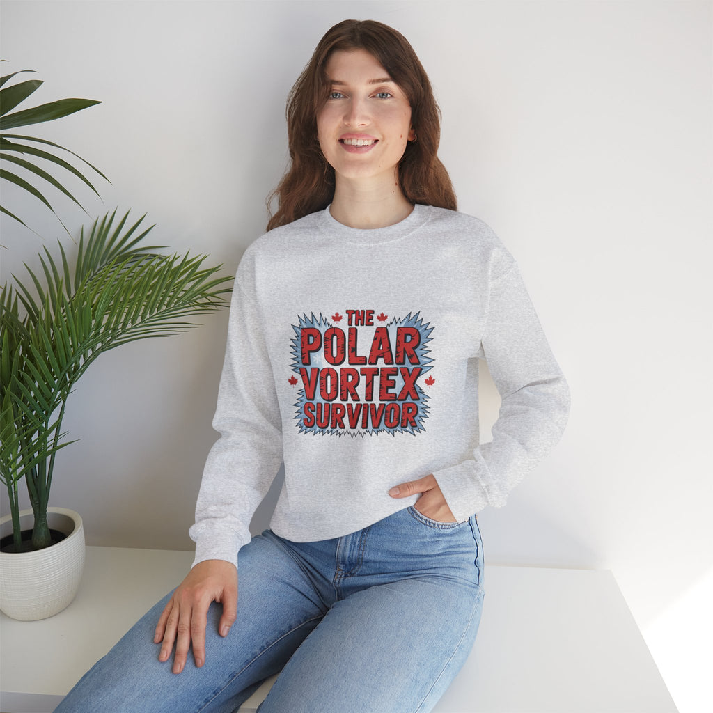 Polar Vortex Survivor Sweatshirt — Funny Winter Cold Weather Crewneck