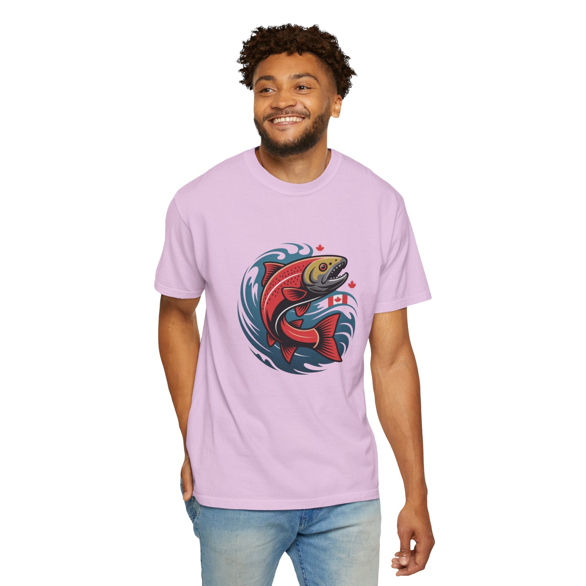 Salmon Wave T‑Shirt — Retro Fishing Graphic Tee