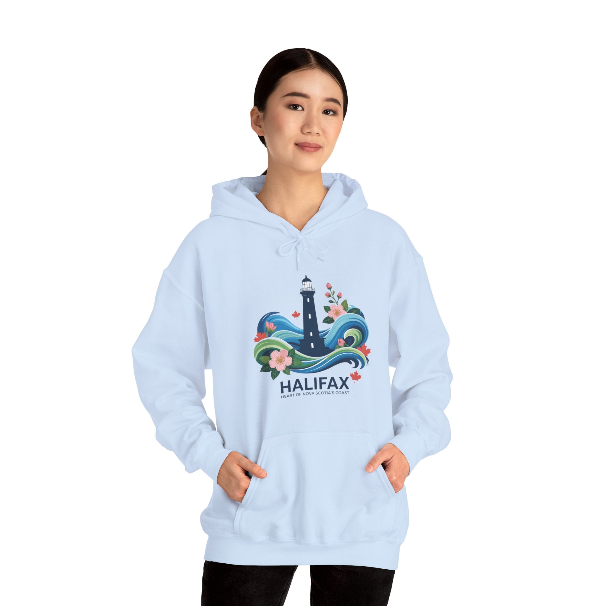 Halifax Lighthouse Hoodie — Coastal Floral Nova Scotia Sweatshirt