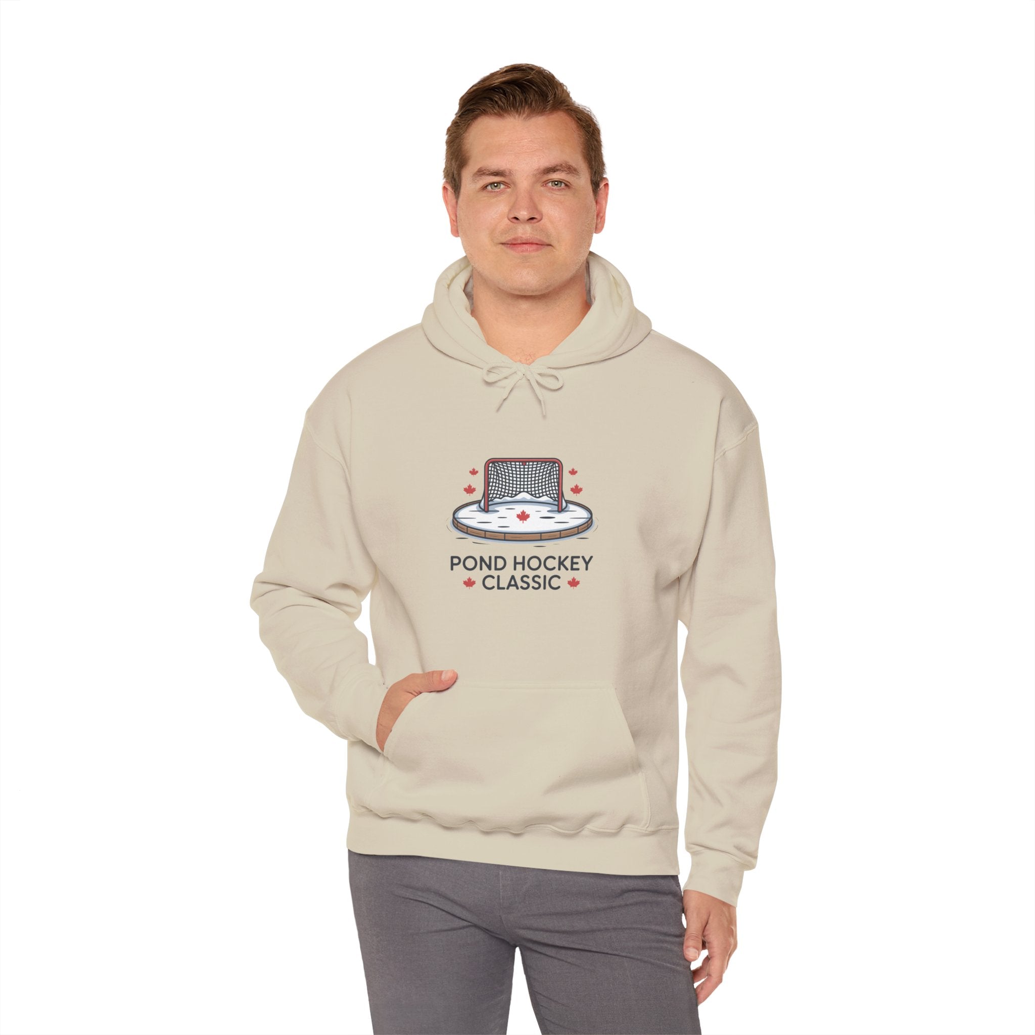 Pond Hockey Classic Hoodie — Vintage Ice Rink Hockey Sweatshirt