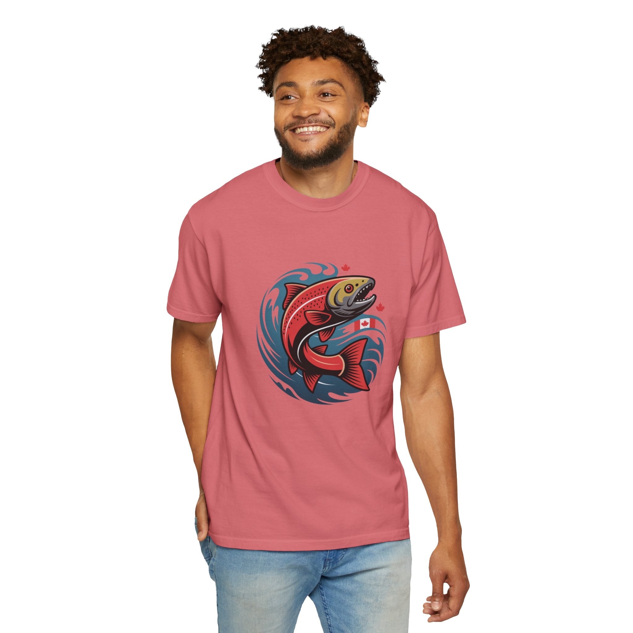 Salmon Wave T‑Shirt — Retro Fishing Graphic Tee