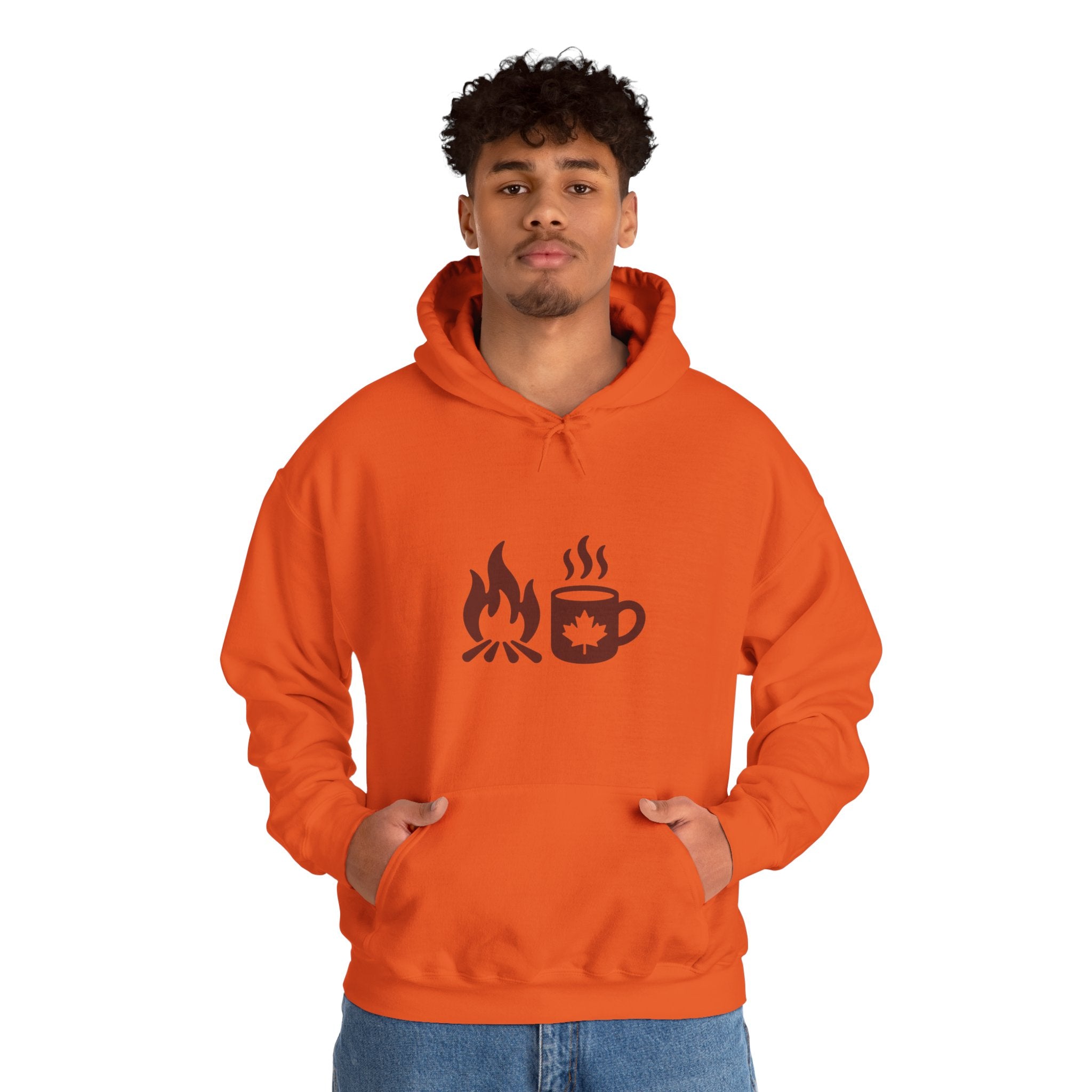 Campfire Coffee Hoodie — Cozy Camper Coffee Cup & Flame Graphic