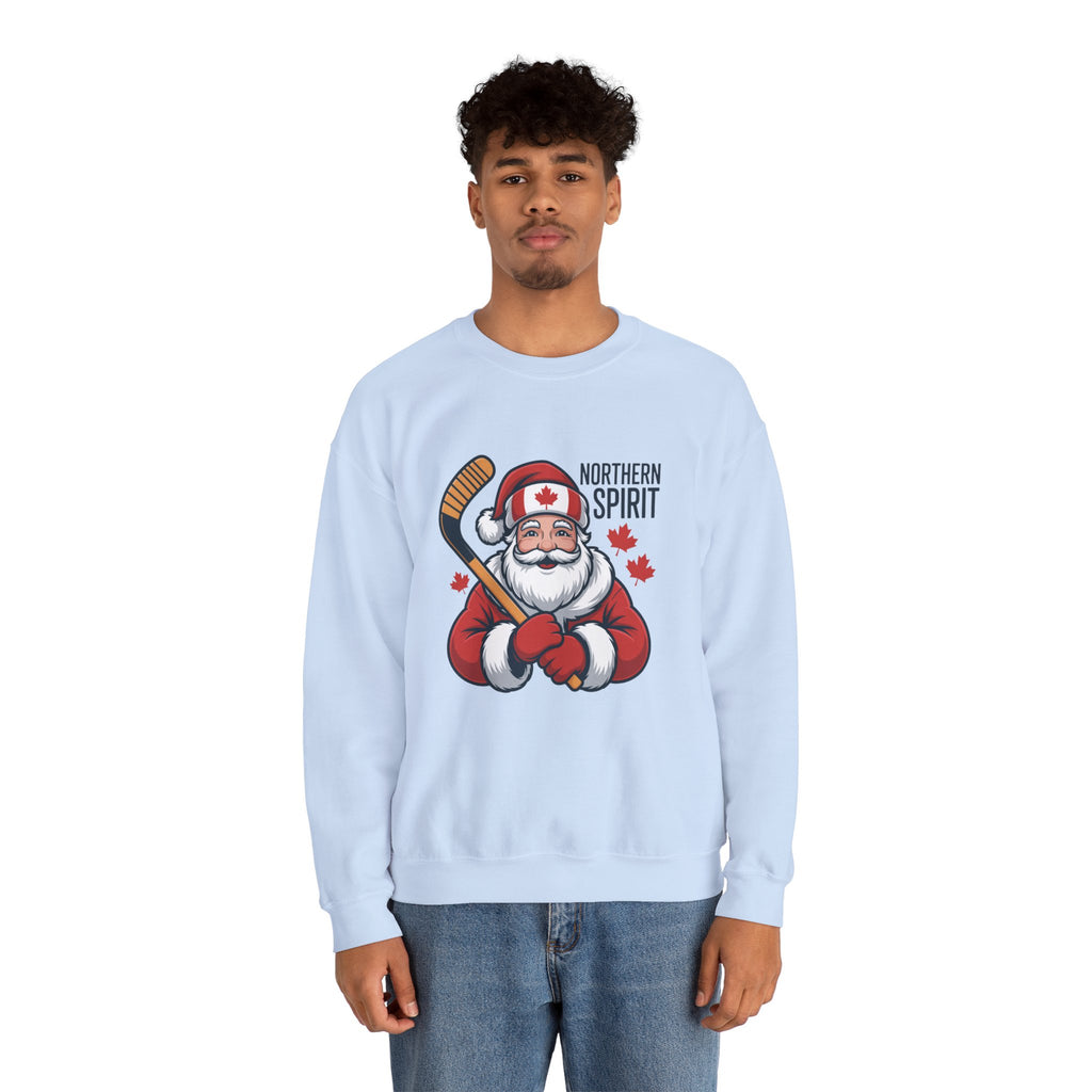 Northern Spirit Santa Hockey Sweatshirt – Canadian Maple Leaf Holiday Crewneck