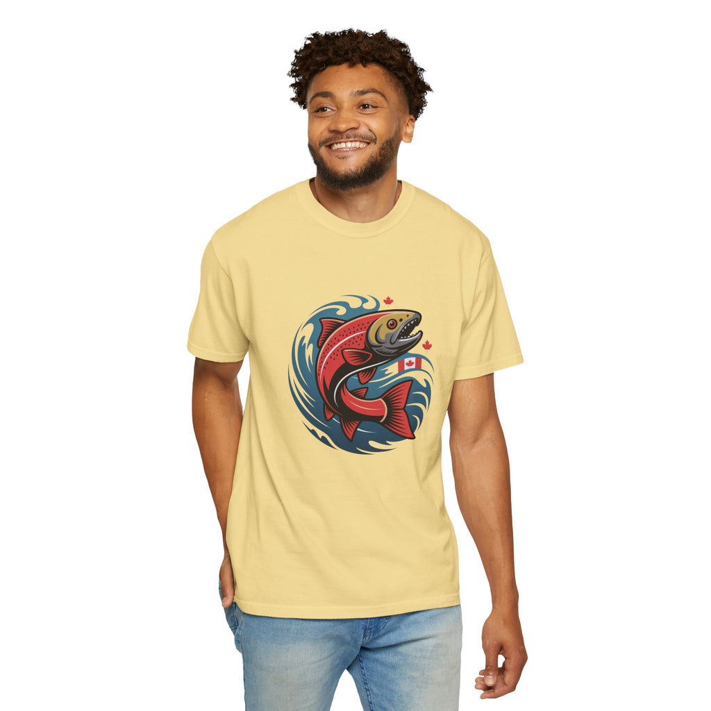 Salmon Wave T‑Shirt — Retro Fishing Graphic Tee