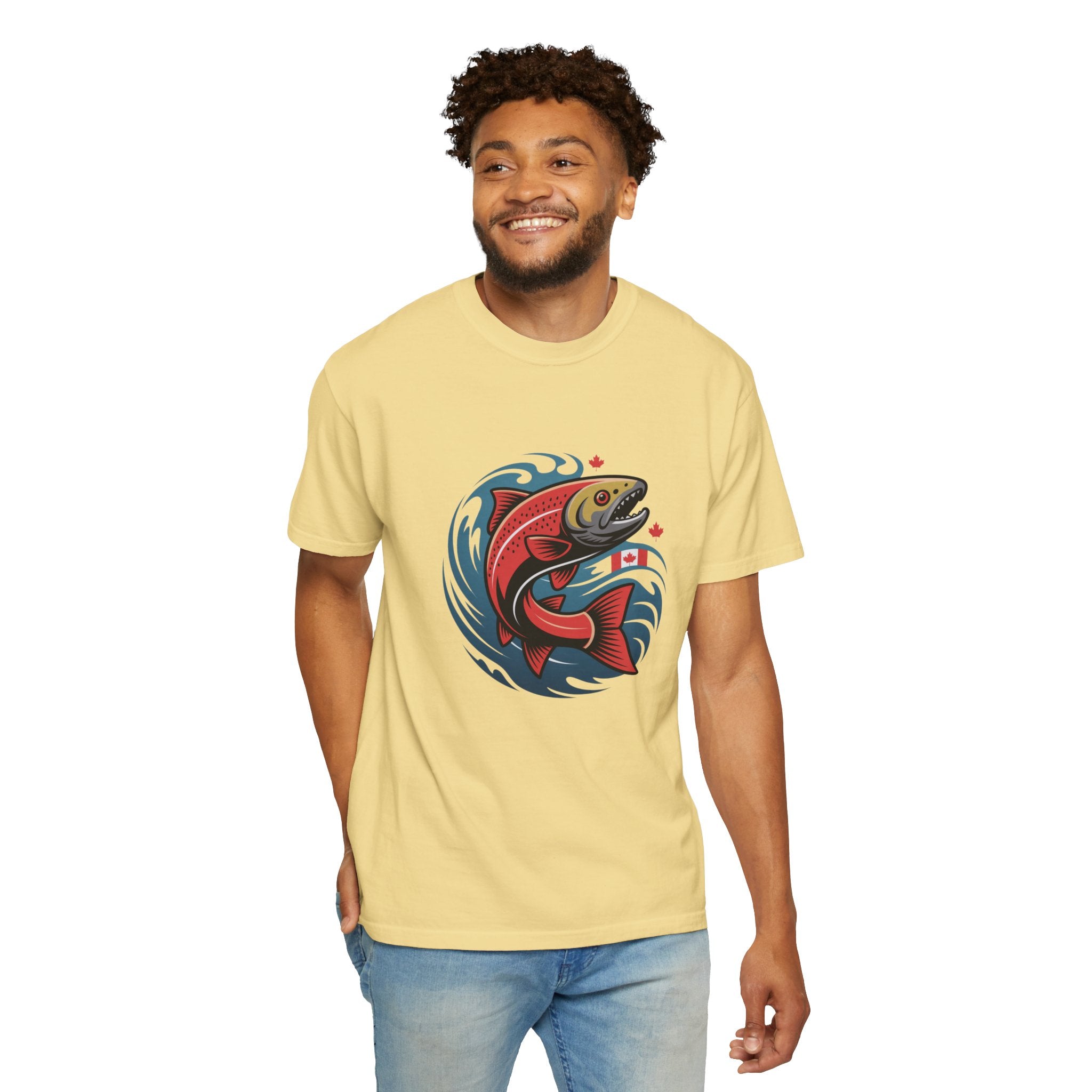 Salmon Wave T‑Shirt — Retro Fishing Graphic Tee