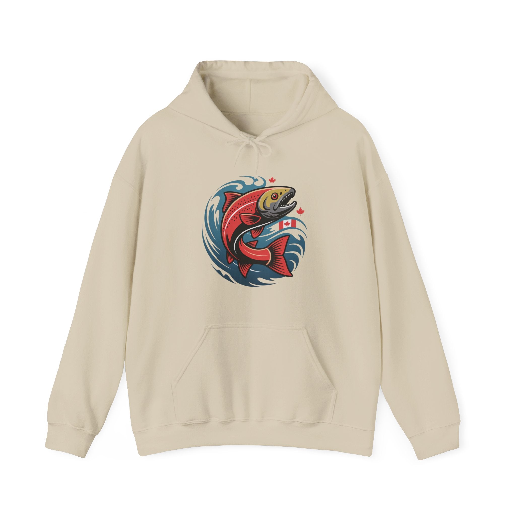 Salmon Wave Hoodie — Retro Fishing Graphic Pullover
