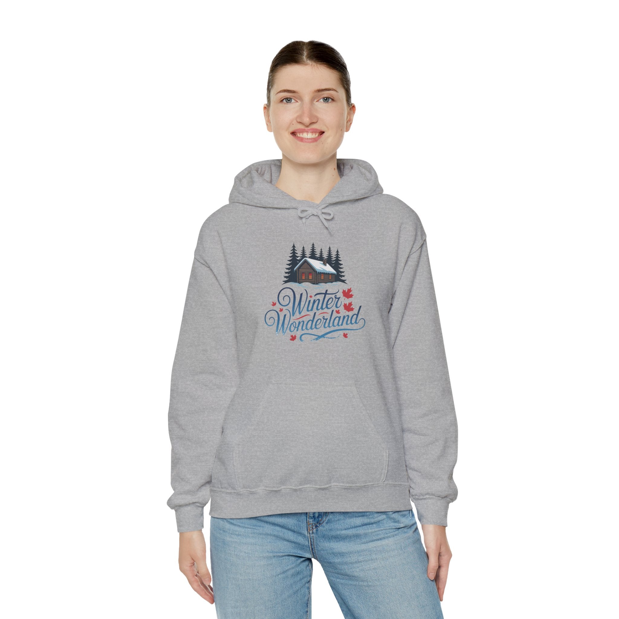 Winter Wonderland Hoodie — Cozy Cabin Snow Scene Hooded Sweatshirt