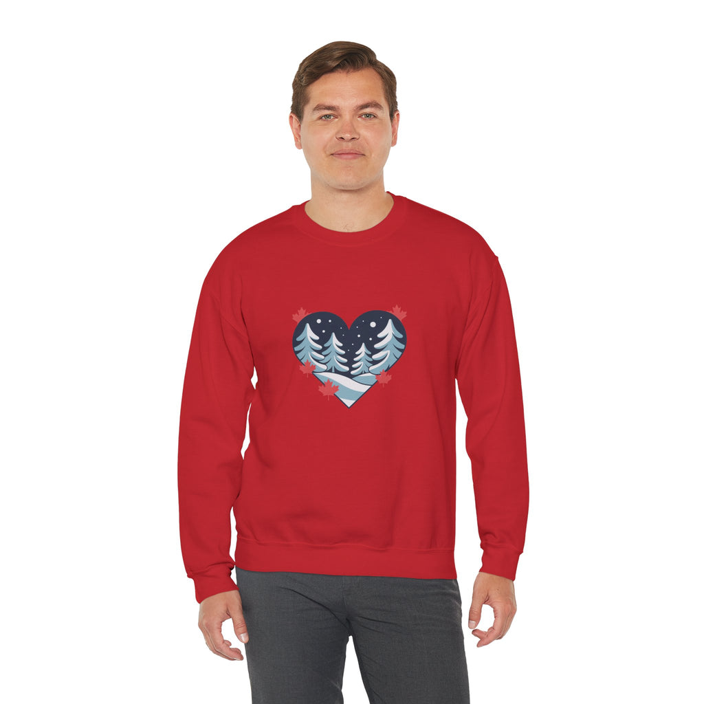 Winter Forest Heart Sweatshirt — Cozy Christmas Crewneck