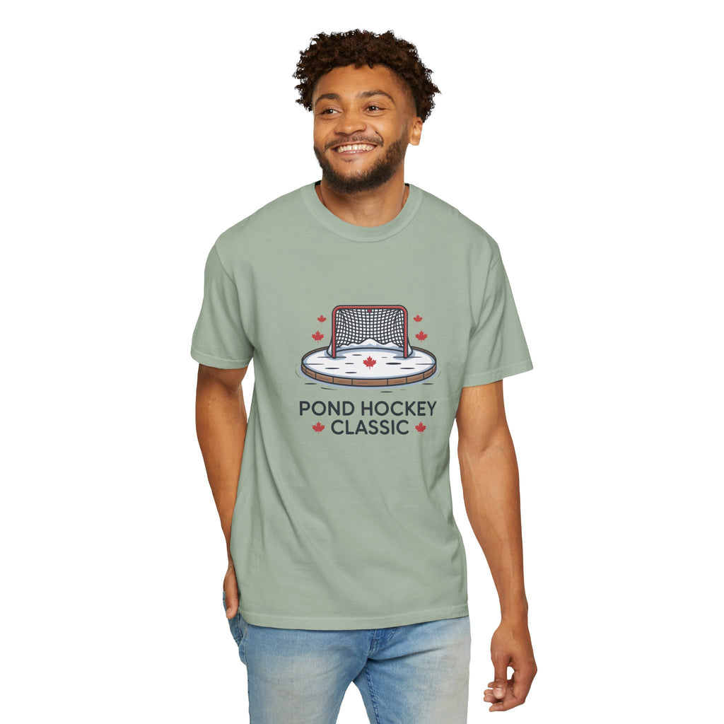 Pond Hockey Classic T-Shirt — Retro Ice Rink Hockey Graphic Tee