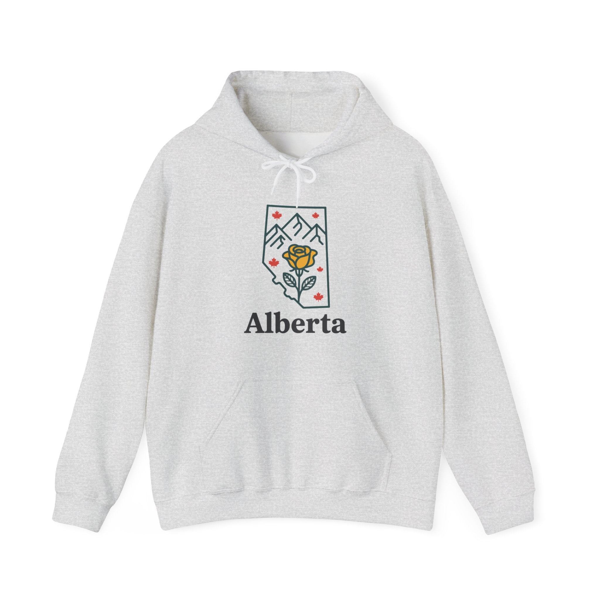 Alberta Wild Rose Hoodie — Minimal Mountain & Floral Graphic