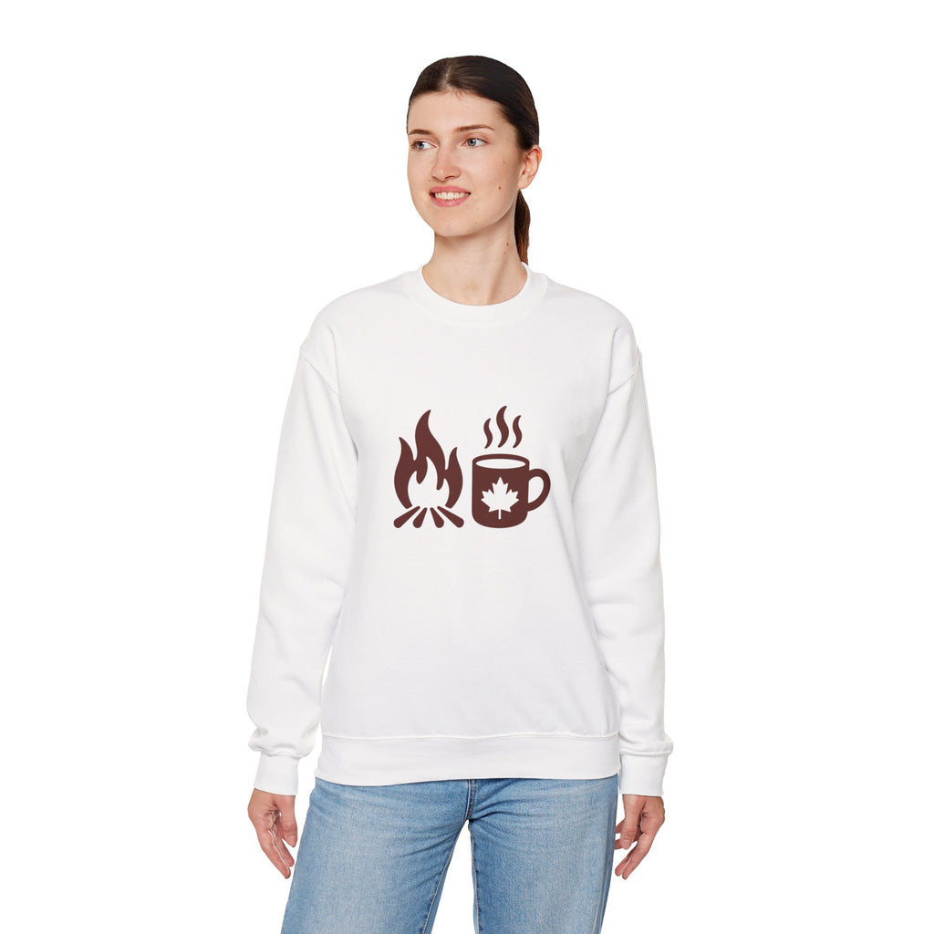 Campfire & Coffee Crewneck Sweatshirt — Cozy Camping Coffee Sweatshirt