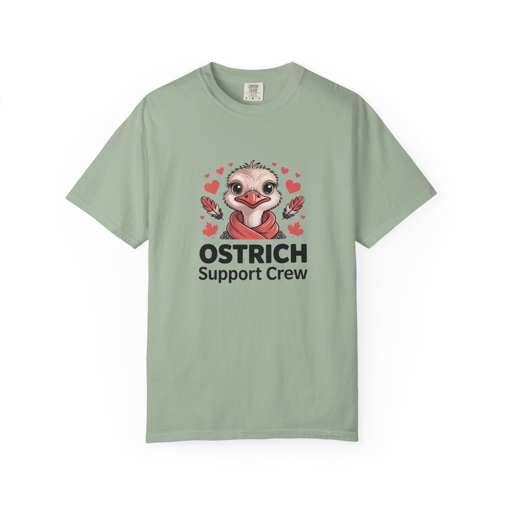 Ostrich Support Crew T-Shirt — Cute Ostrich Valentine Tee