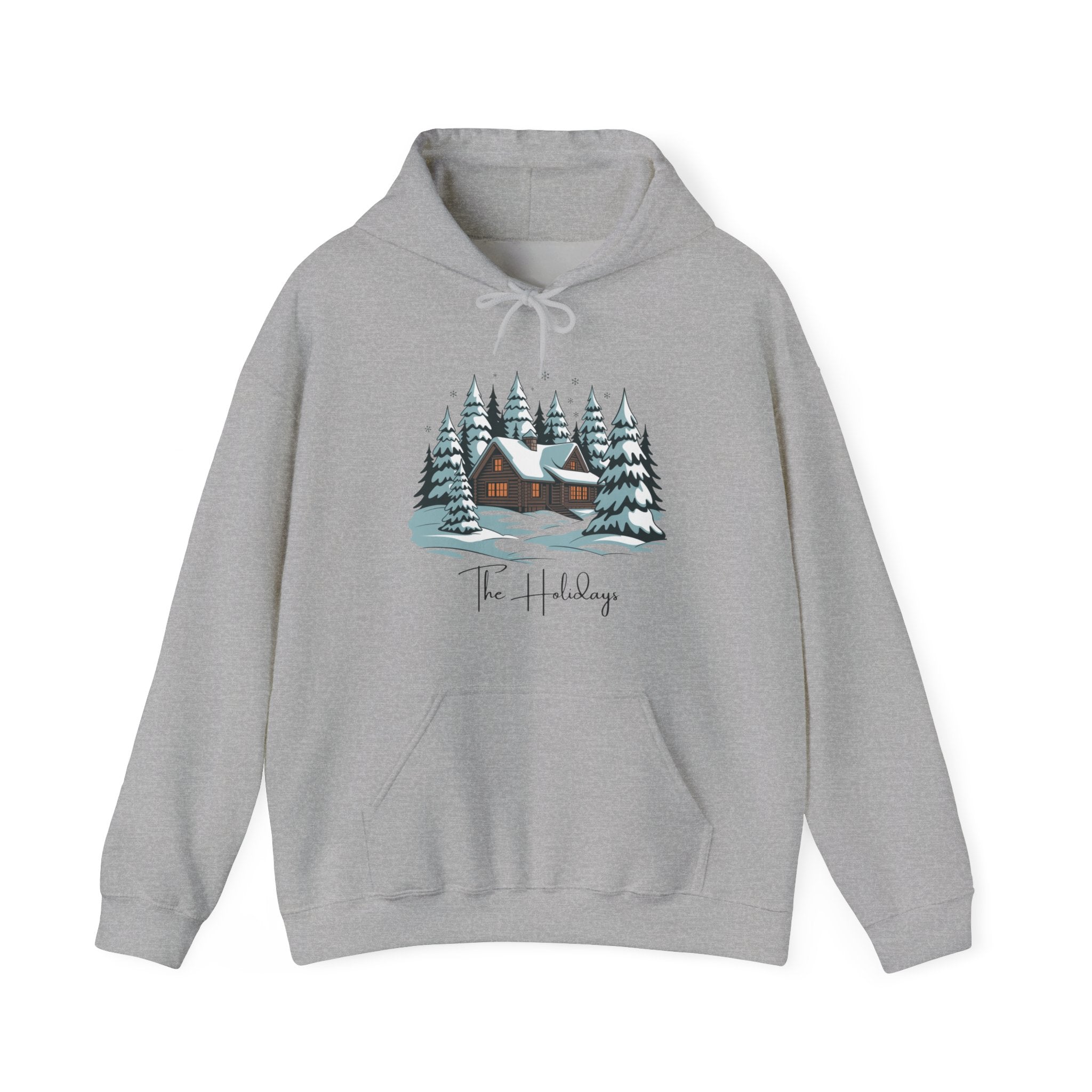 Cozy Cabin Holiday Hoodie — Winter Pine Forest Sweatshirt