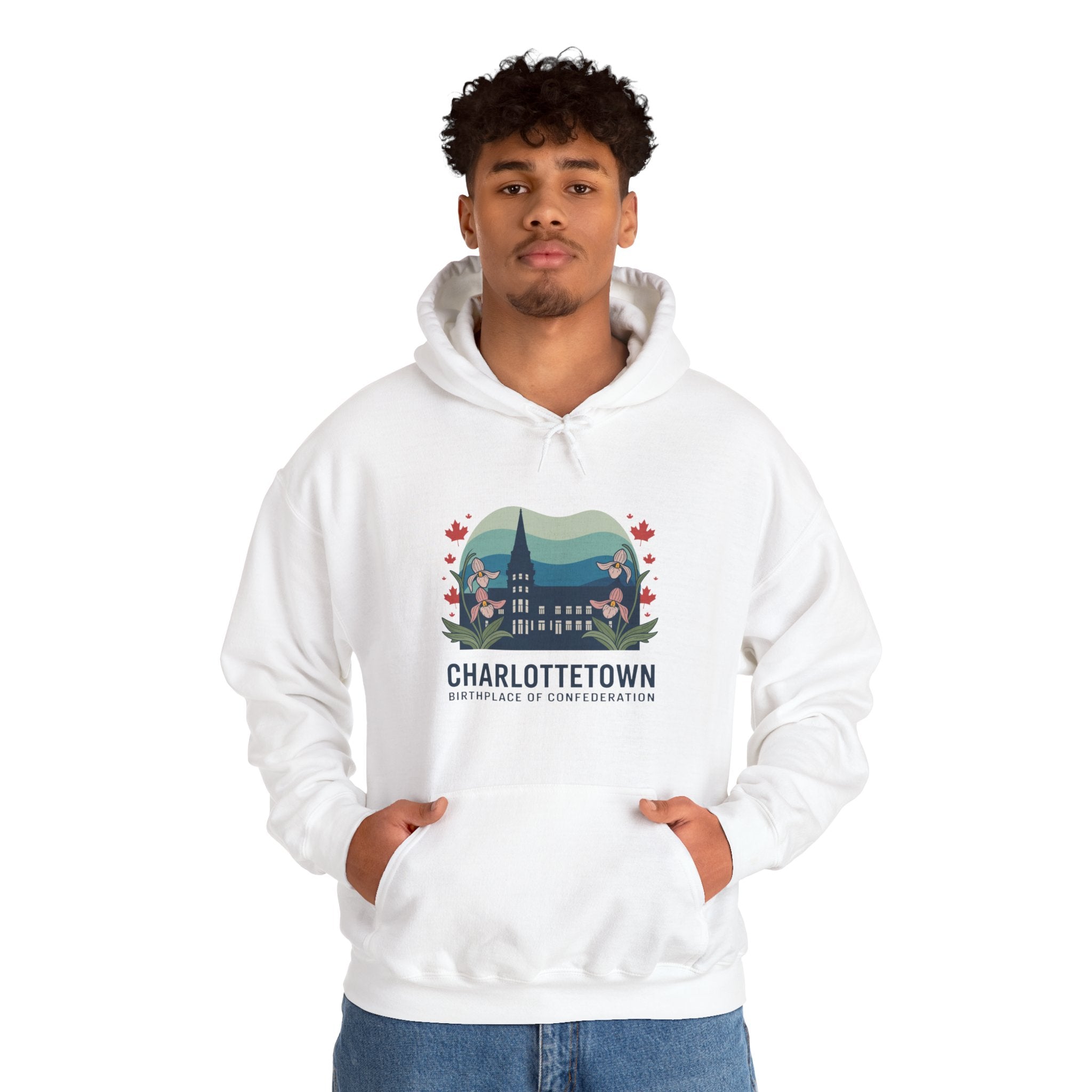 Charlottetown Scenic Hoodie — Vintage Island Skyline & Parliament Building Design