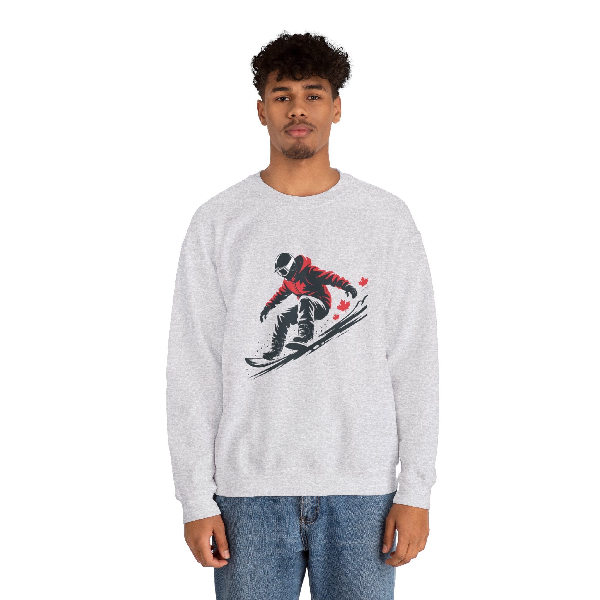 Snowboarder Graphic Sweatshirt – Red Jacket Winter Snowboarding Crewneck