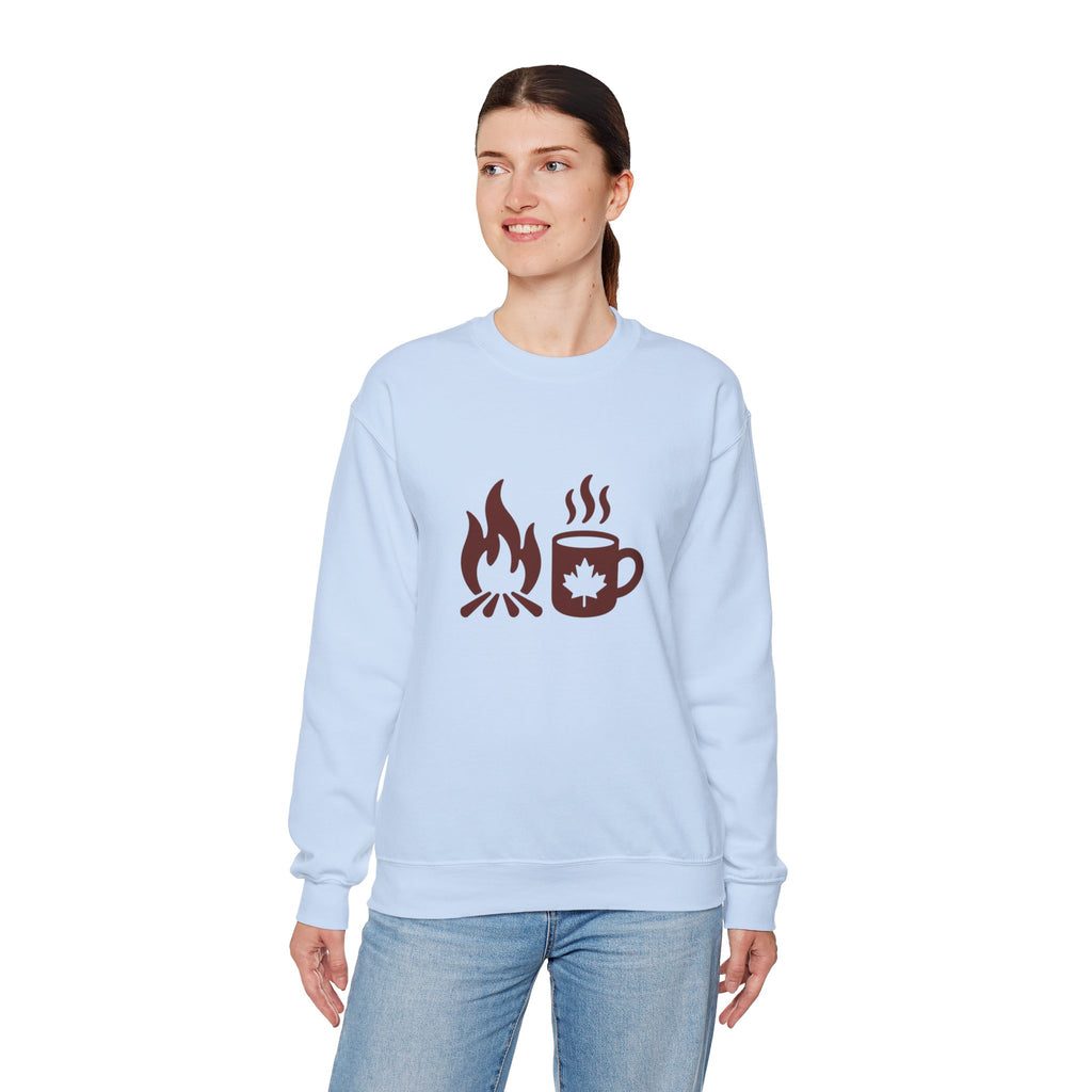 Campfire & Coffee Crewneck Sweatshirt — Cozy Camping Coffee Sweatshirt