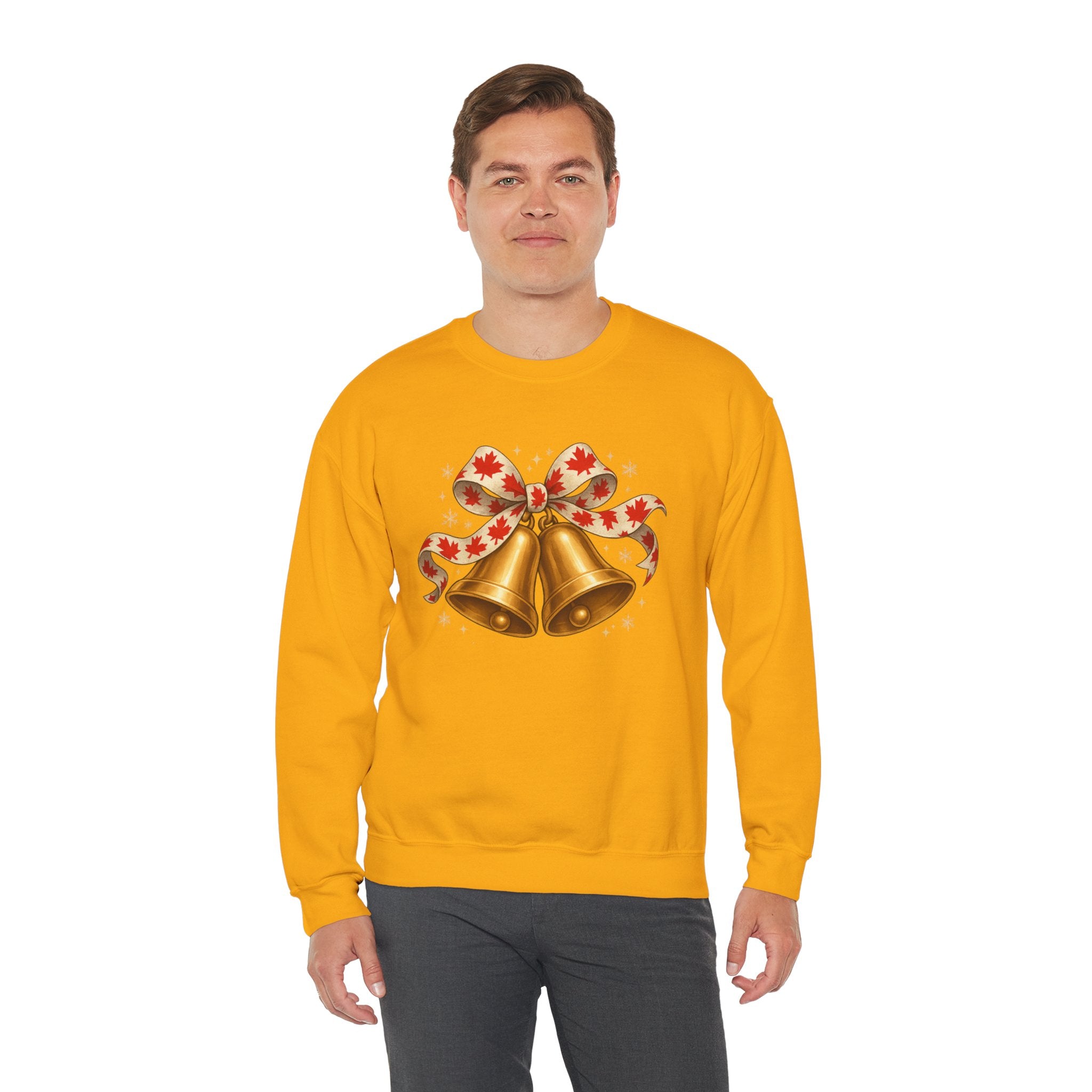 Christmas Bells Sweatshirt — Festive Maple Ribbon Holiday Crewneck