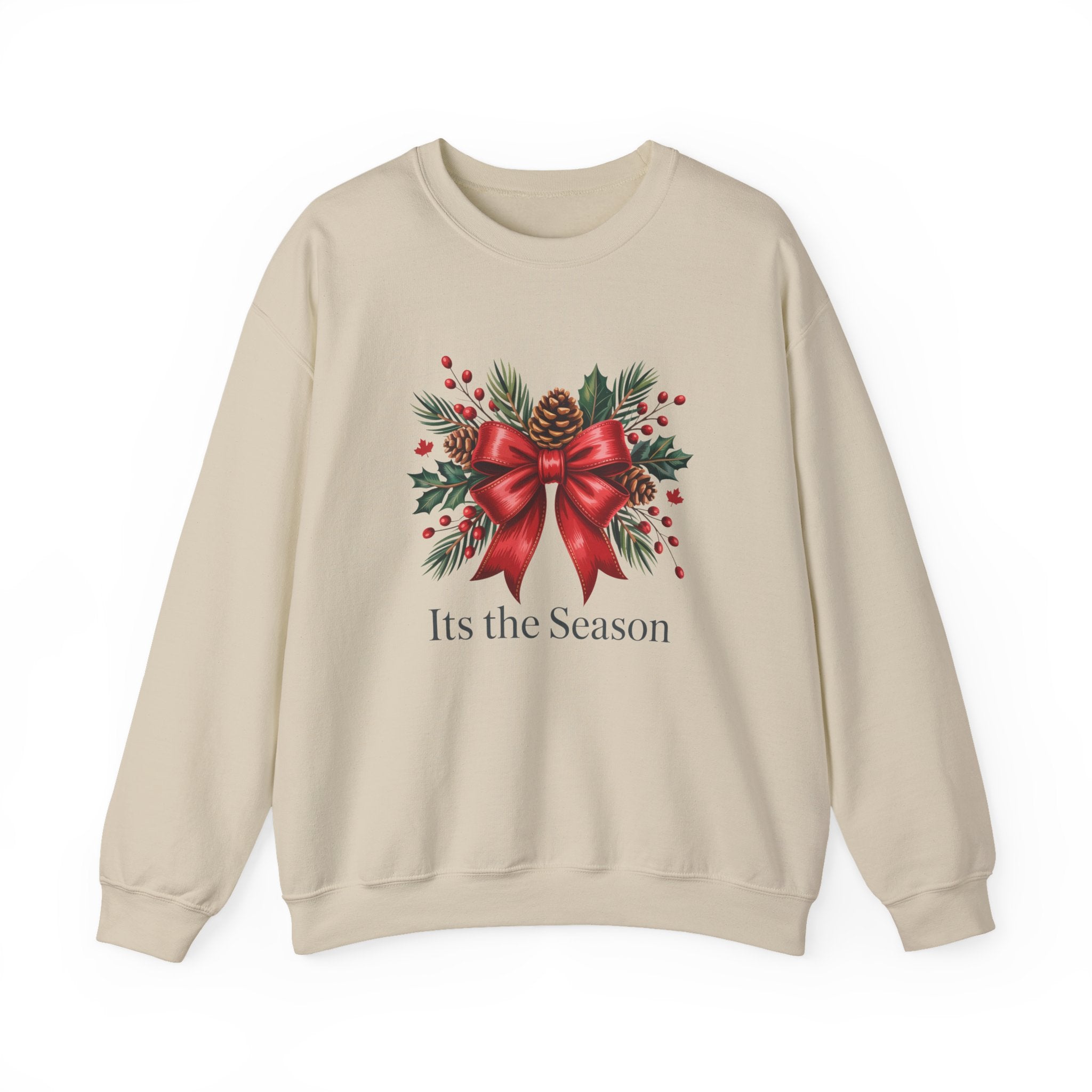 Holiday Bow Sweatshirt — "It's the Season" Christmas Crewneck