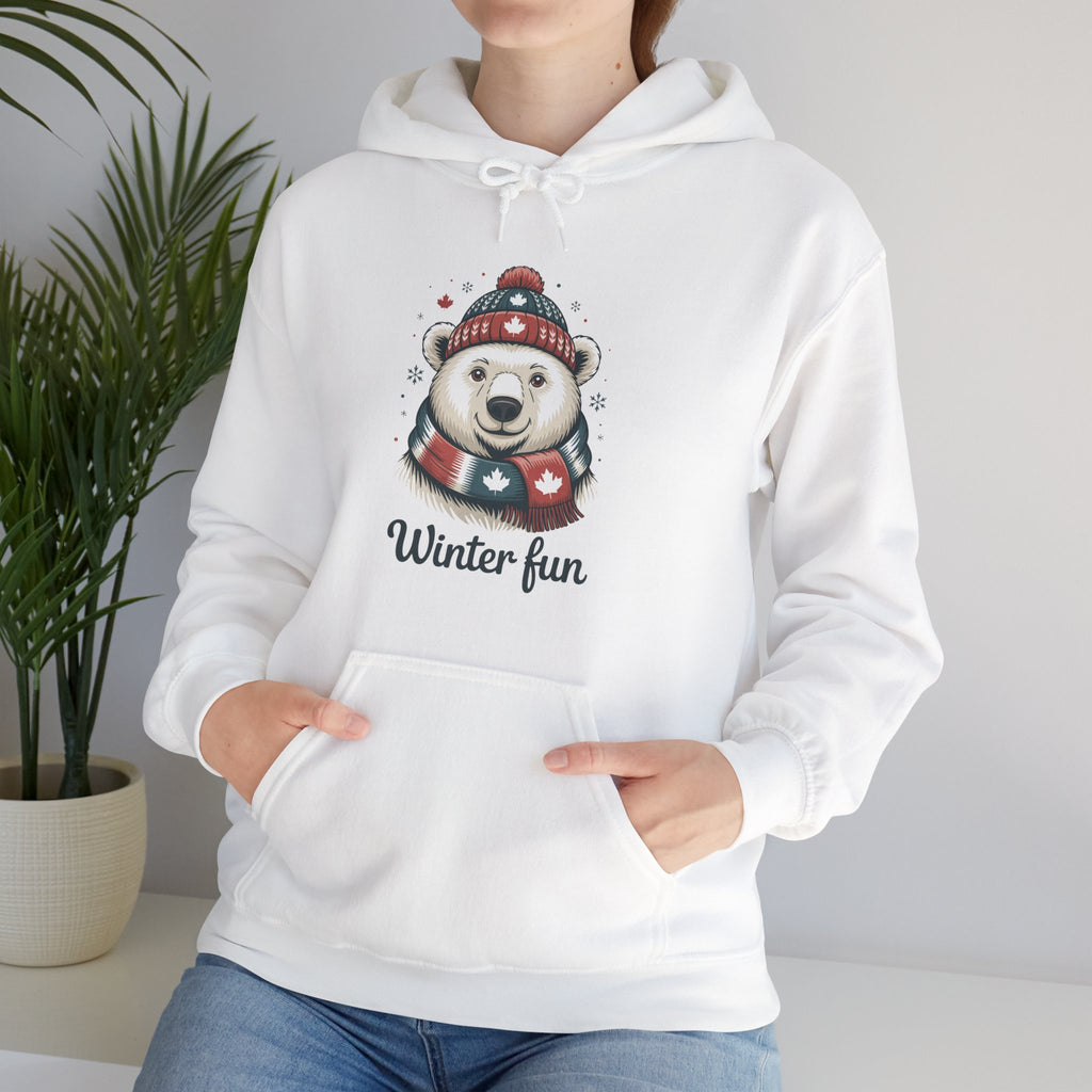 Winter Fun Polar Bear Hoodie - Cute Holiday Snowy Animal Sweatshirt
