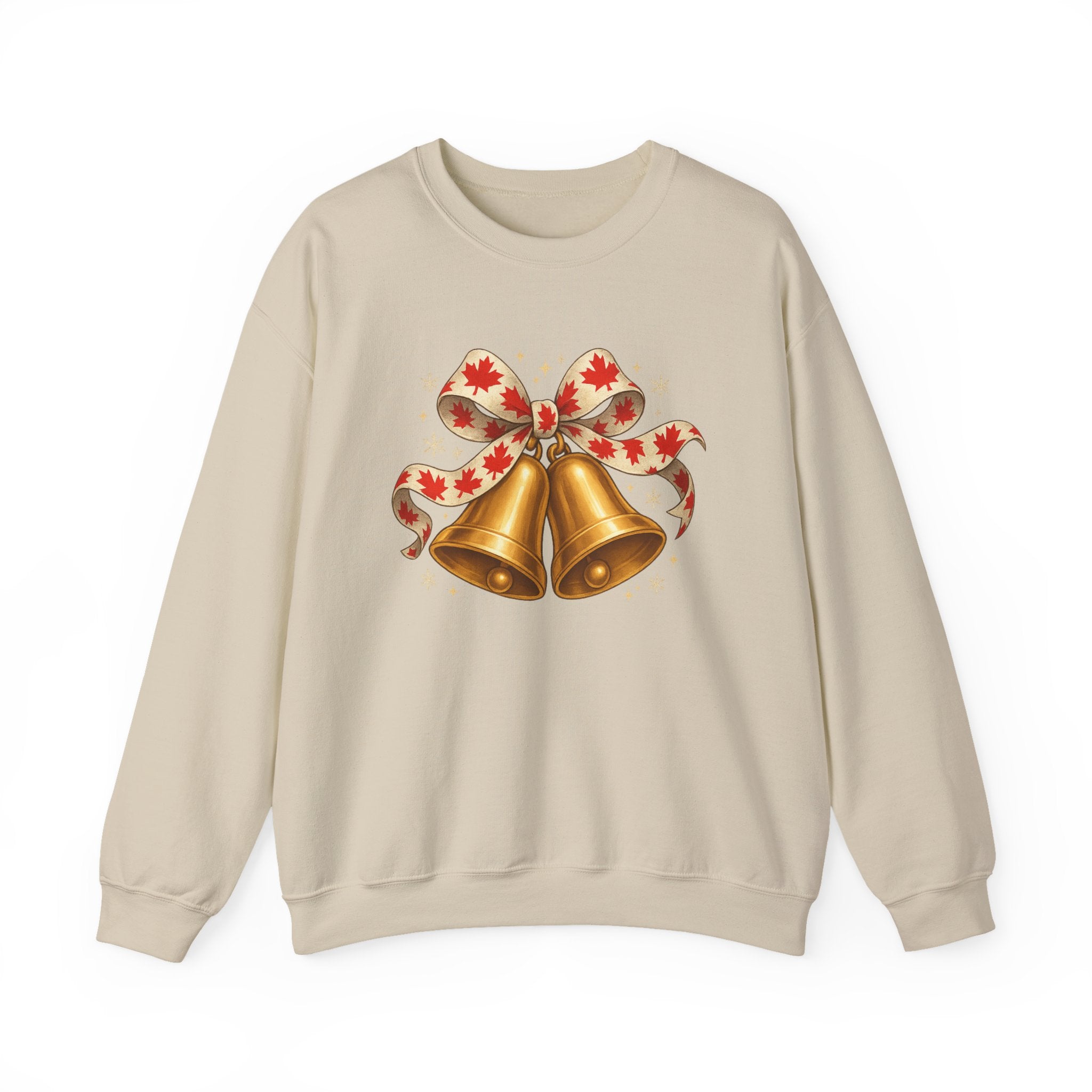 Christmas Bells Sweatshirt — Festive Maple Ribbon Holiday Crewneck