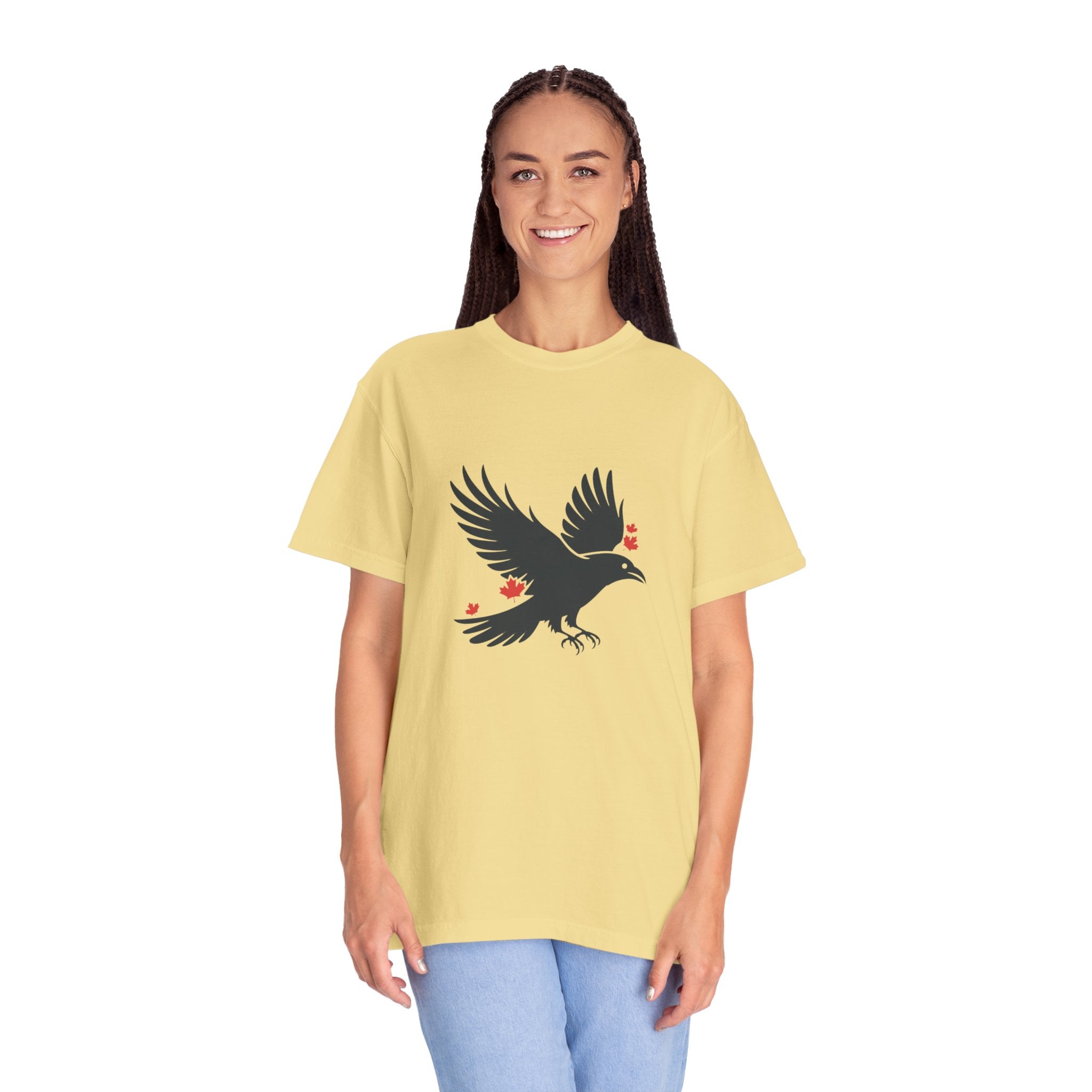 Raven with Red Maple Leaves T-Shirt