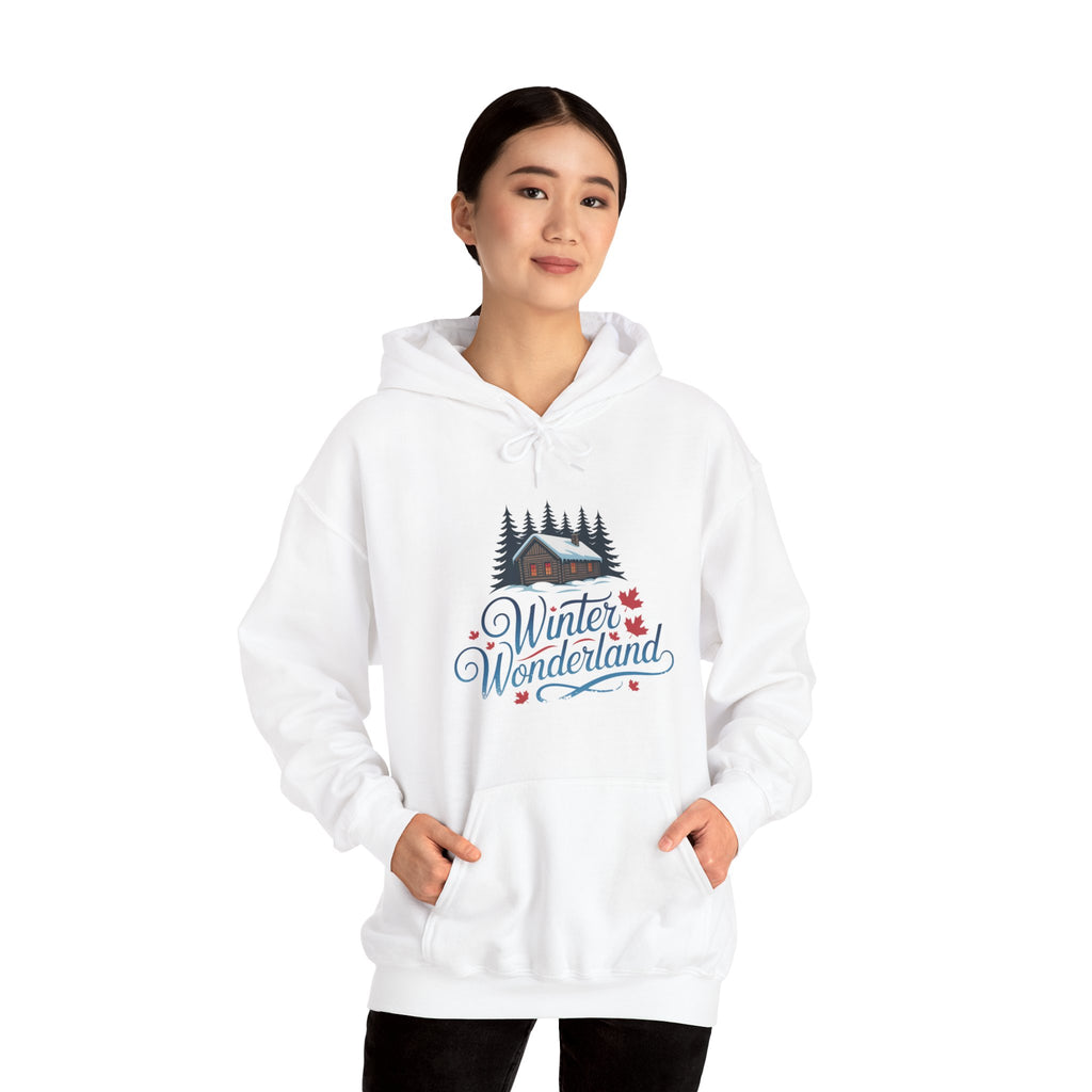 Winter Wonderland Hoodie — Cozy Cabin Snow Scene Hooded Sweatshirt
