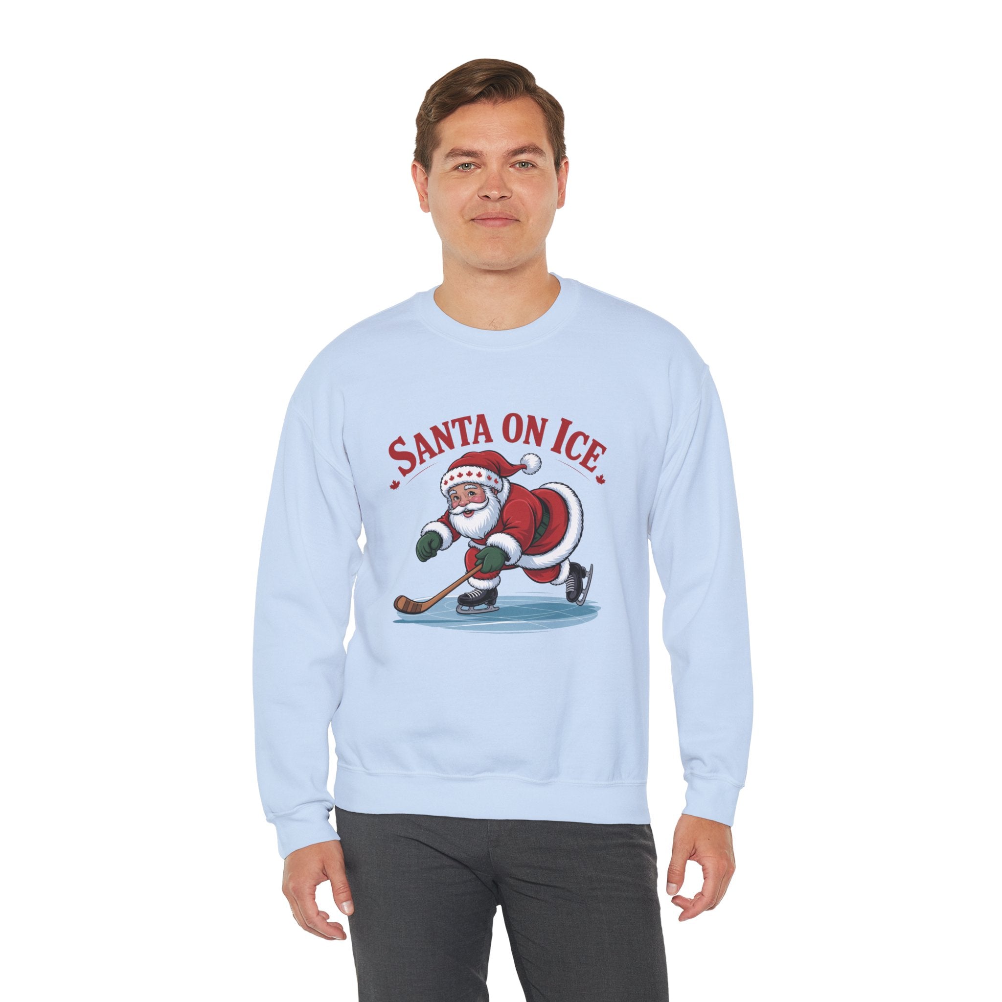 Santa on Ice Sweatshirt — Funny Hockey Santa Christmas Crewneck