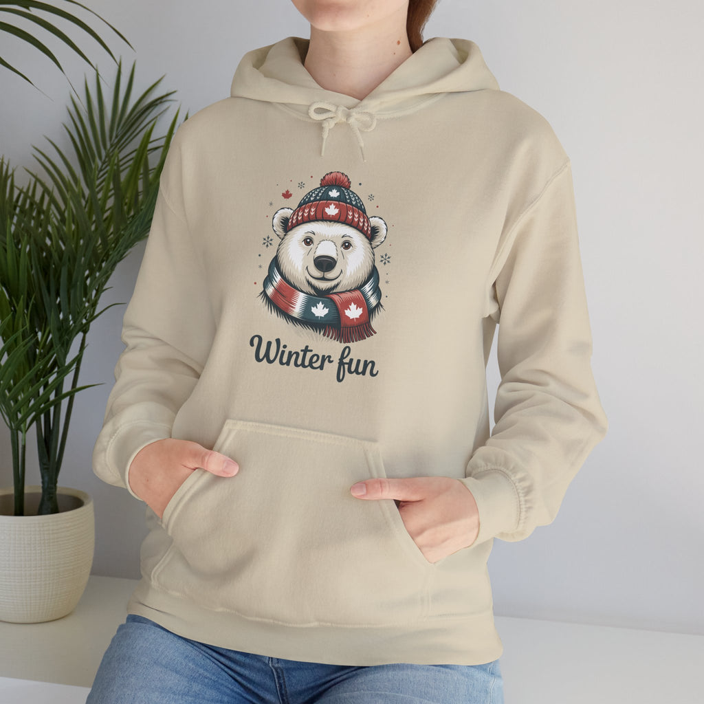 Winter Fun Polar Bear Hoodie - Cute Holiday Snowy Animal Sweatshirt