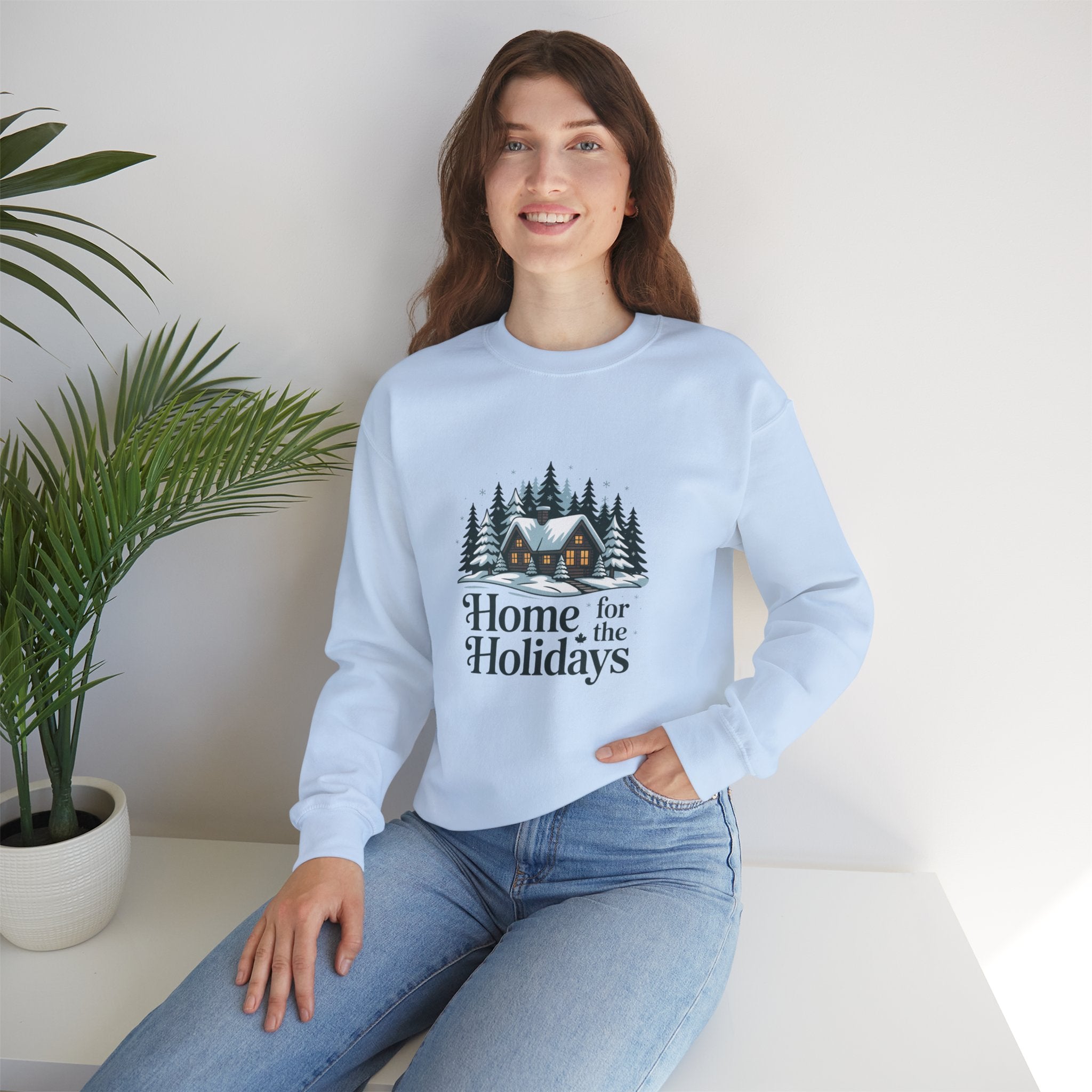 Home for the Holidays Sweatshirt — Cozy Winter Cabin Christmas Crewneck