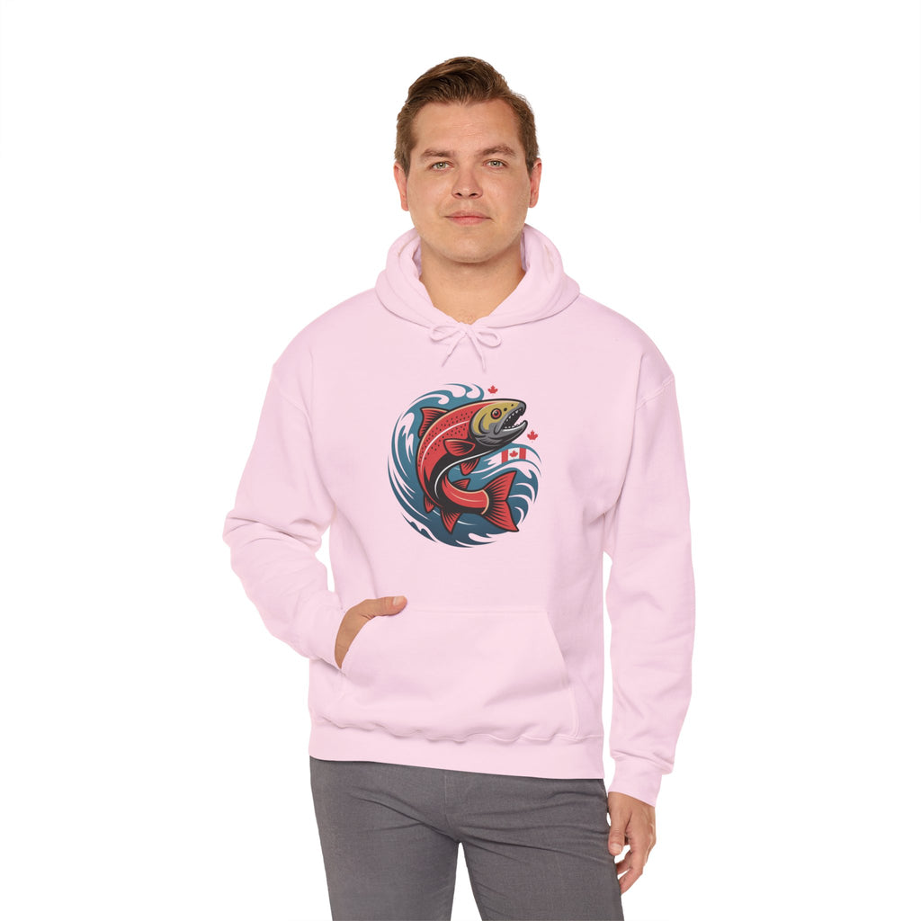 Salmon Wave Hoodie — Retro Fishing Graphic Pullover