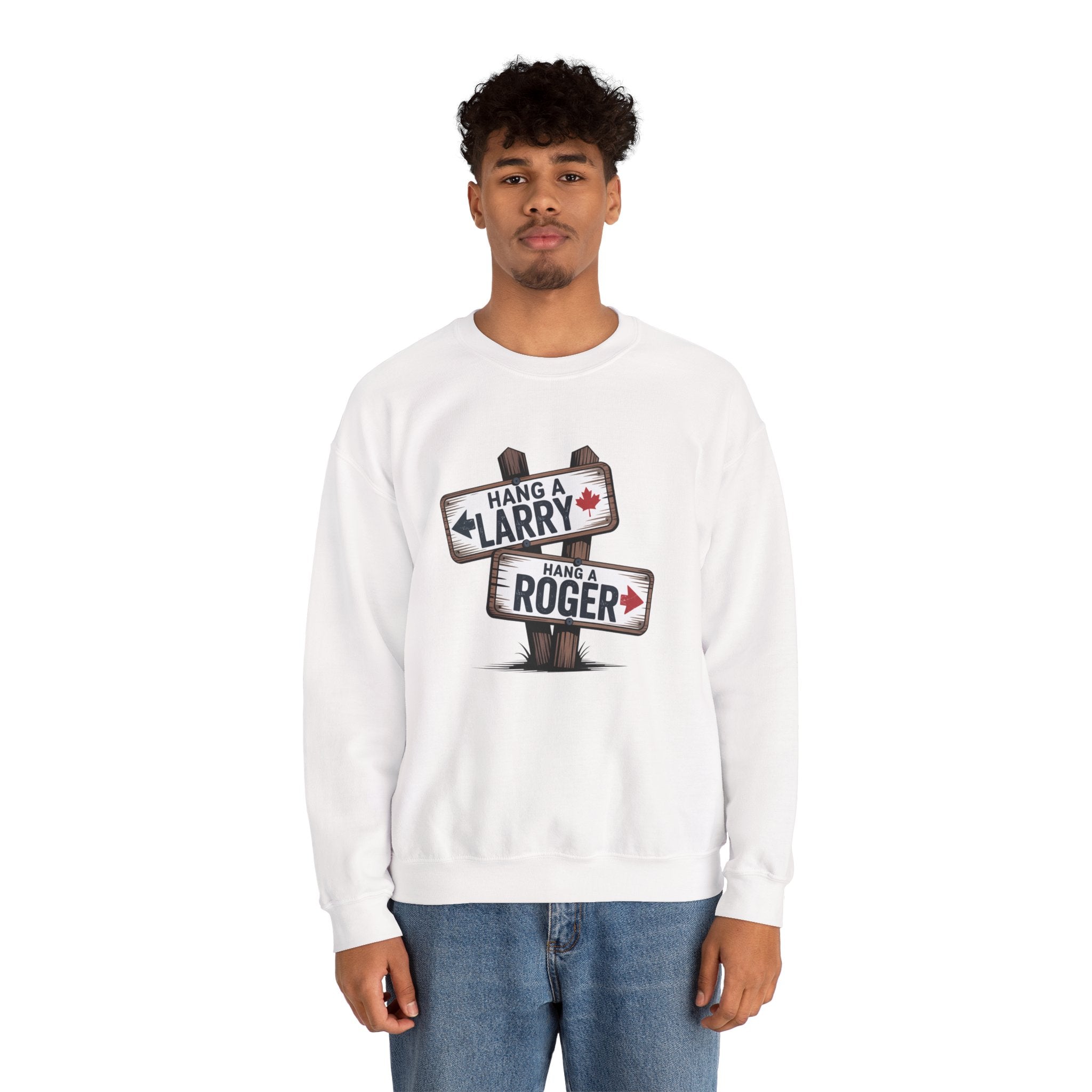 "Hang a Larry, Hang a Roger" Road Sign Graphic Sweatshirt
