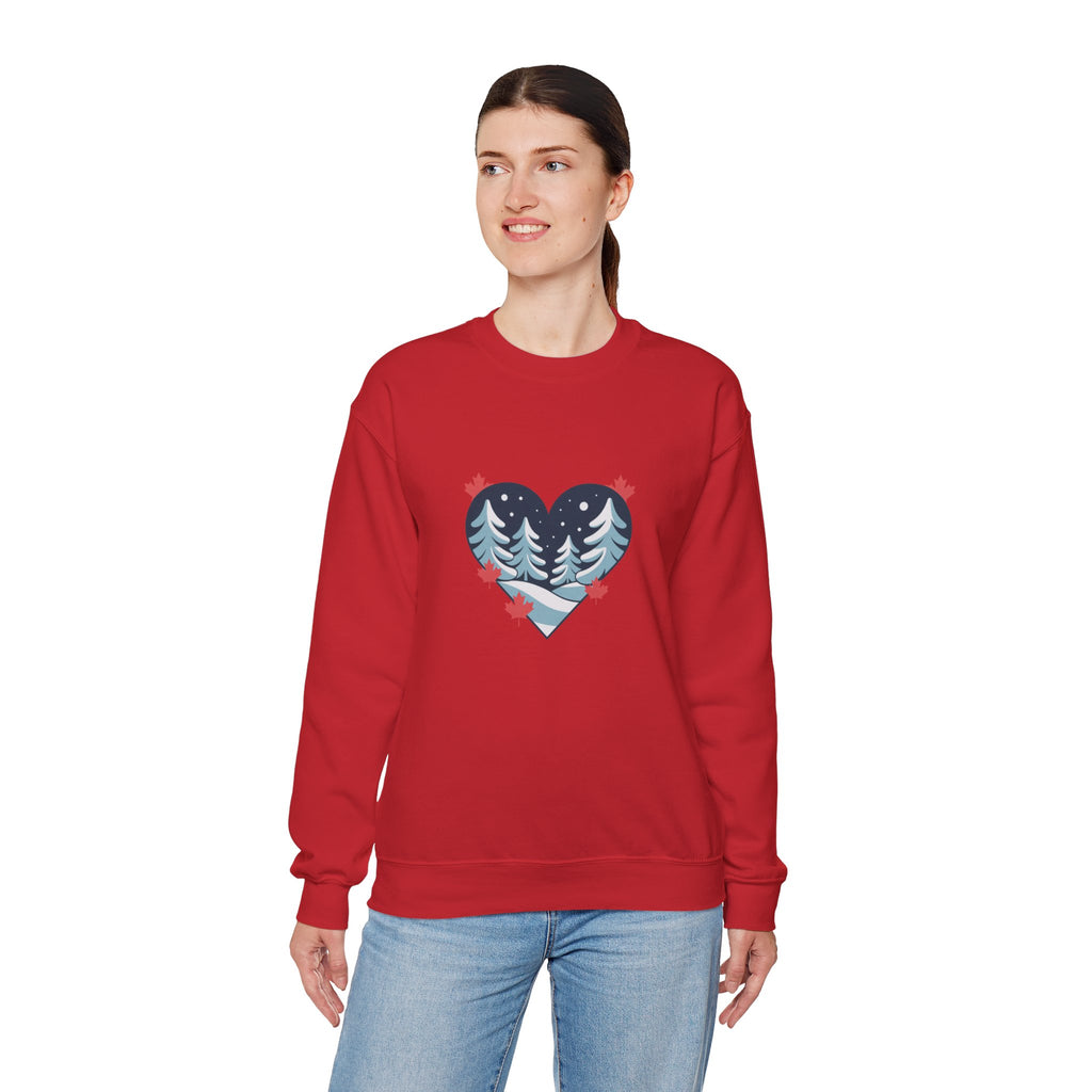 Winter Forest Heart Sweatshirt — Cozy Christmas Crewneck