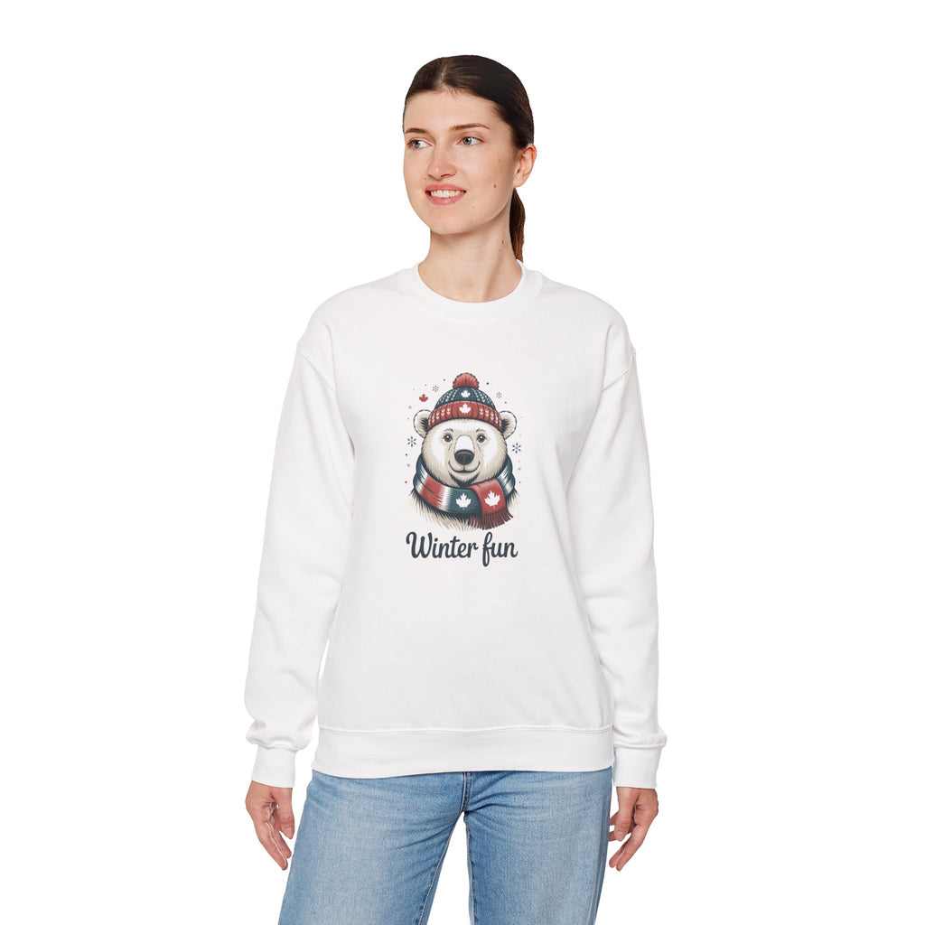 'Winter Fun' Polar Bear Crewneck: Cozy Holiday Snow Day Sweatshirt