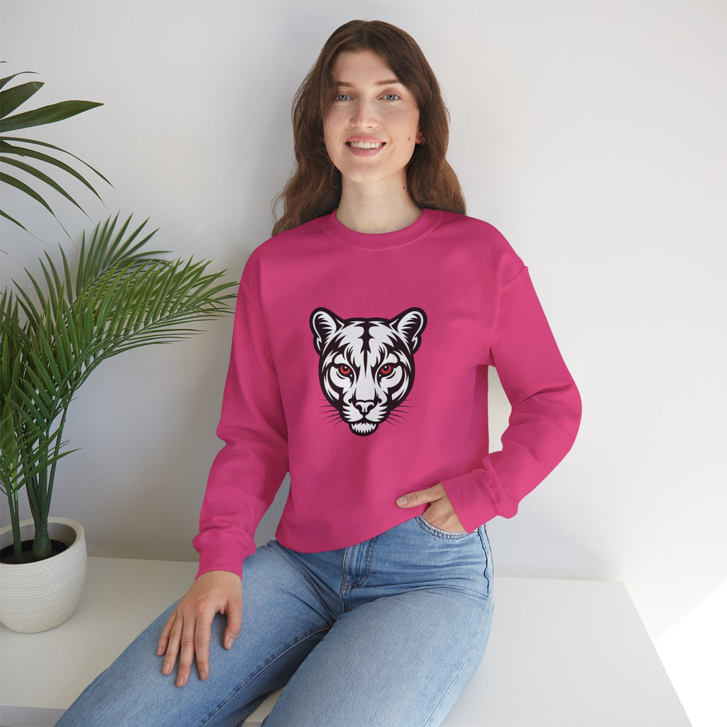 Cougar Face Crewneck Sweatshirt — Minimal Graphic
